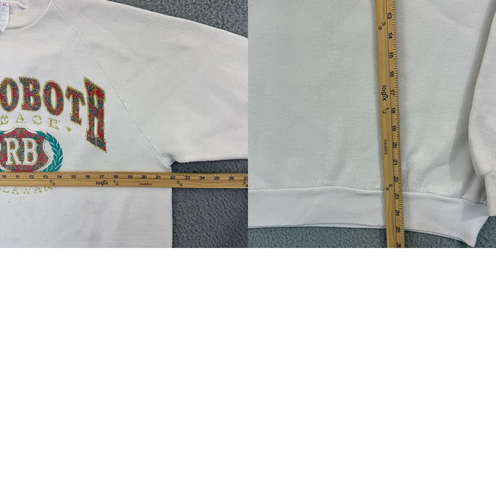 Jerzees VINTAGE Rehoboth Beach Sweatshirt Men M White Long Sleeve Pullover Logo USA 90s Beach Classic Graphic Print Size US M / EU 48-50 / 2 - 8 Thumbnail