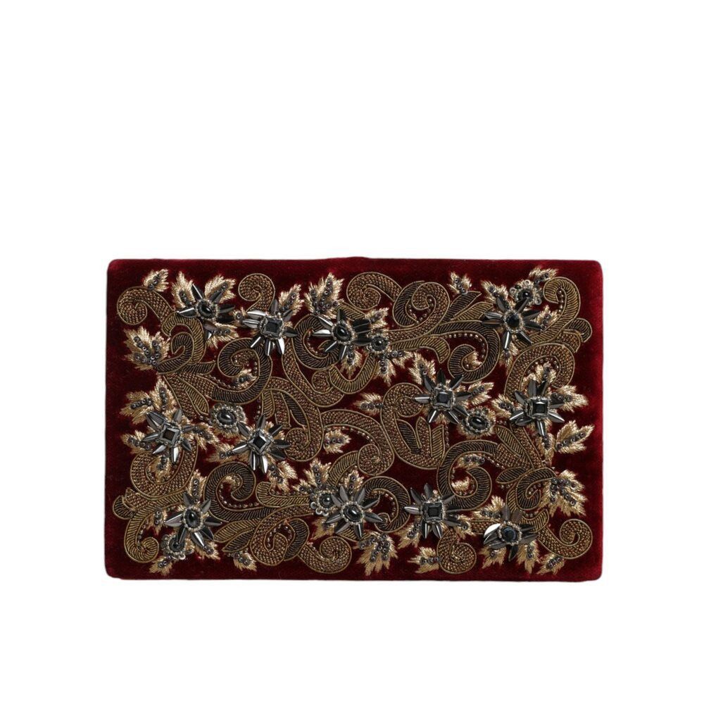 Dolce & Gabbana Dolce & Gabbana Red Velvet Gold Frame Clutch Evening Party P Size ONE SIZE - 3 Thumbnail