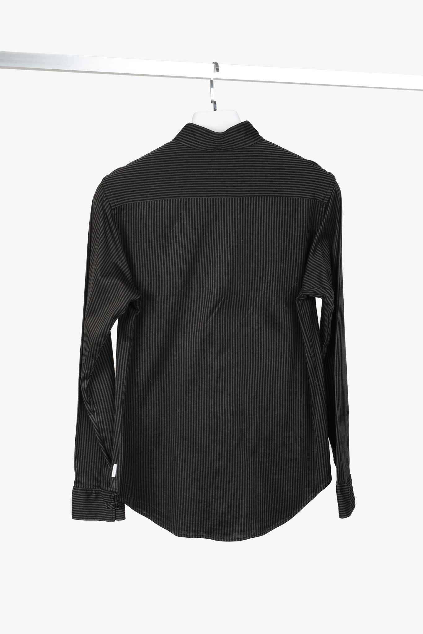 Armani Collezioni Armani Collezioni Grey and Black Striped Jersey Button-Up Size S / US 4 / IT 40 - 2 Thumbnail