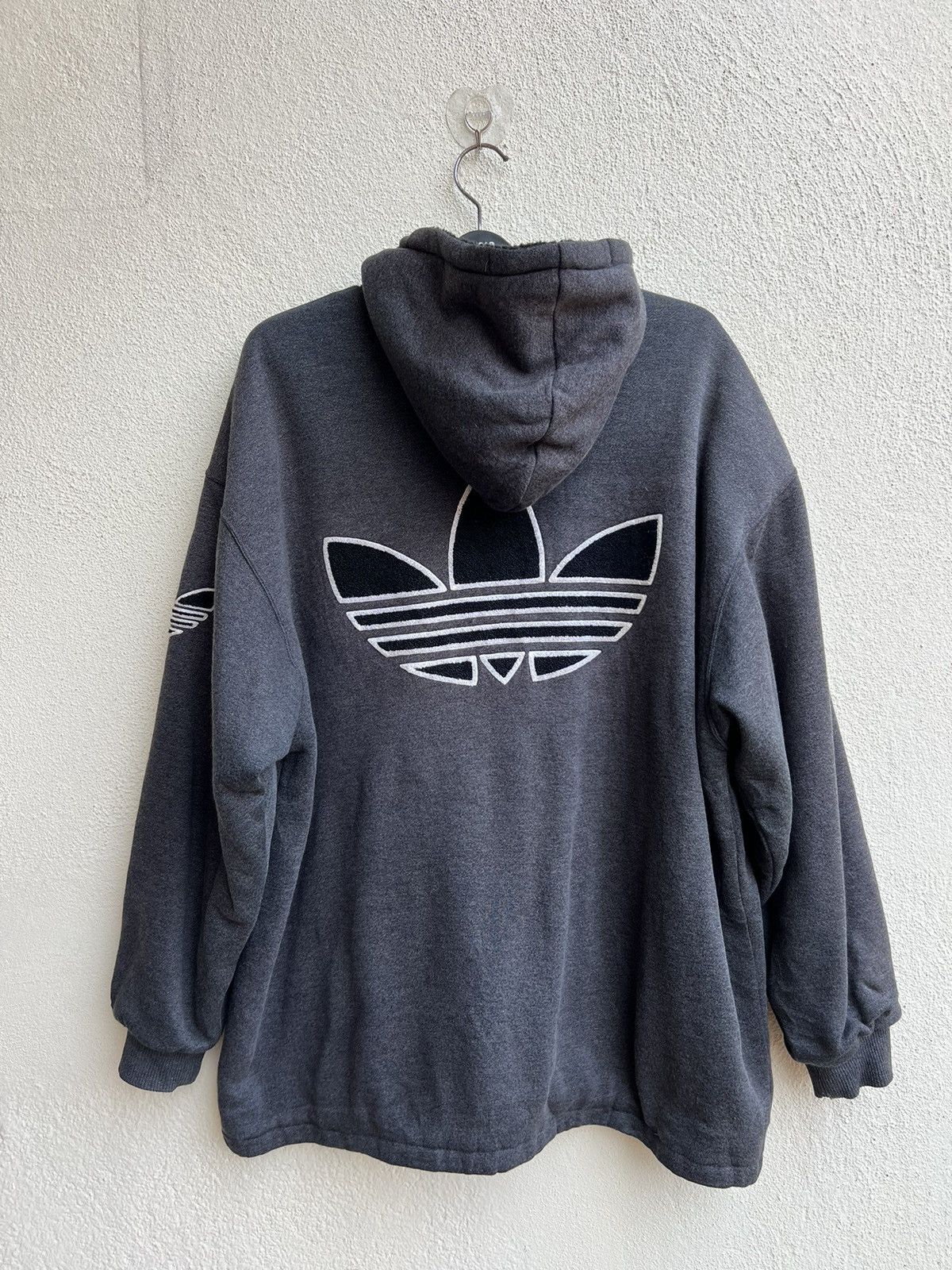 Adidas × Descente RARE!!! Vintage 90s ADIDAS Big Logo Grey Hoodie Parka Jacket Size US XL / EU 56 / 4 - 24 Thumbnail