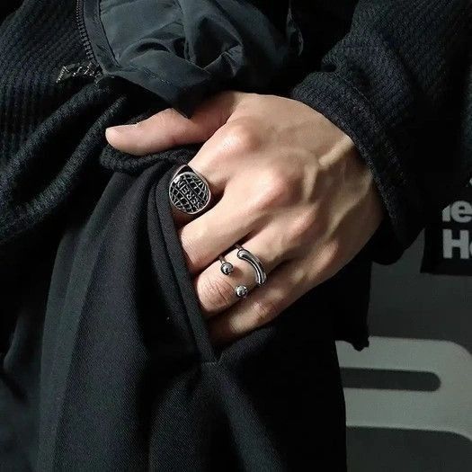 Retro Punk Ring in Silver, Men's
