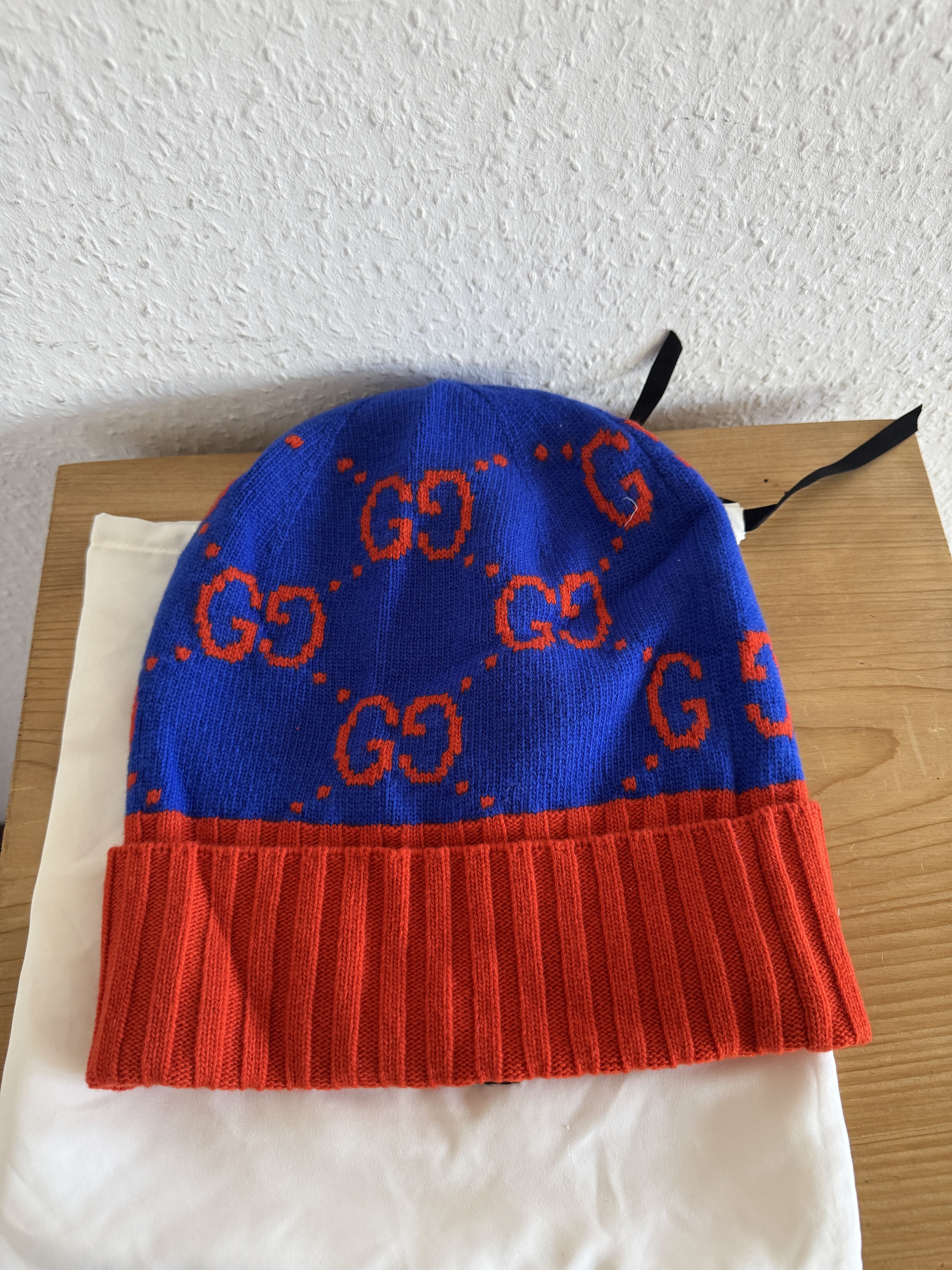 Gucci GUCCI Orange/Blue Wool GG Beanie Size ONE SIZE - 1 Thumbnail