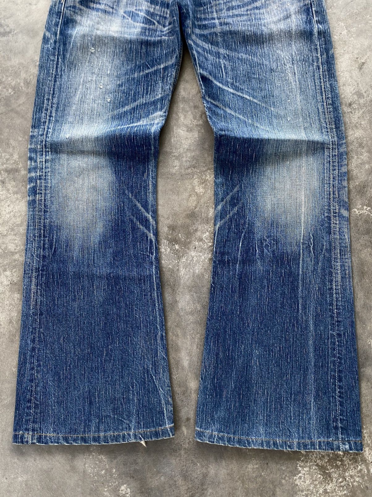If Six Was Nine Vtg Edwin Jpn Flared Denim Crazy Fade Distressed 🇯🇵 Size US 37 - 5 Thumbnail