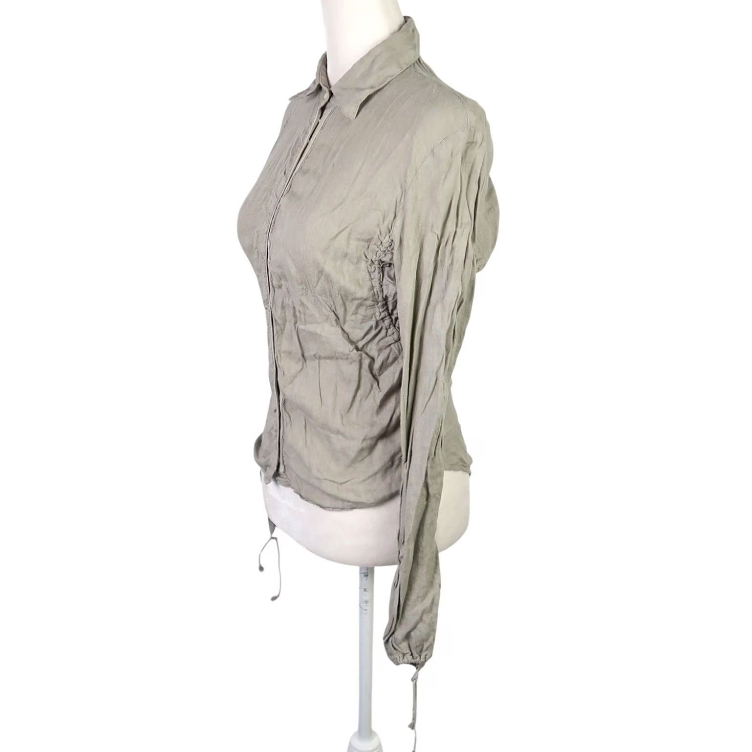 Mason's Mason's Woman Rites Taupe Grey Linen Snap Front Top S Shirt Women Long Sleeve Button-Up Casual Bohemian 100% Linen Autumn Spring Womens Size S / US 4 / IT 40 - 3 Thumbnail