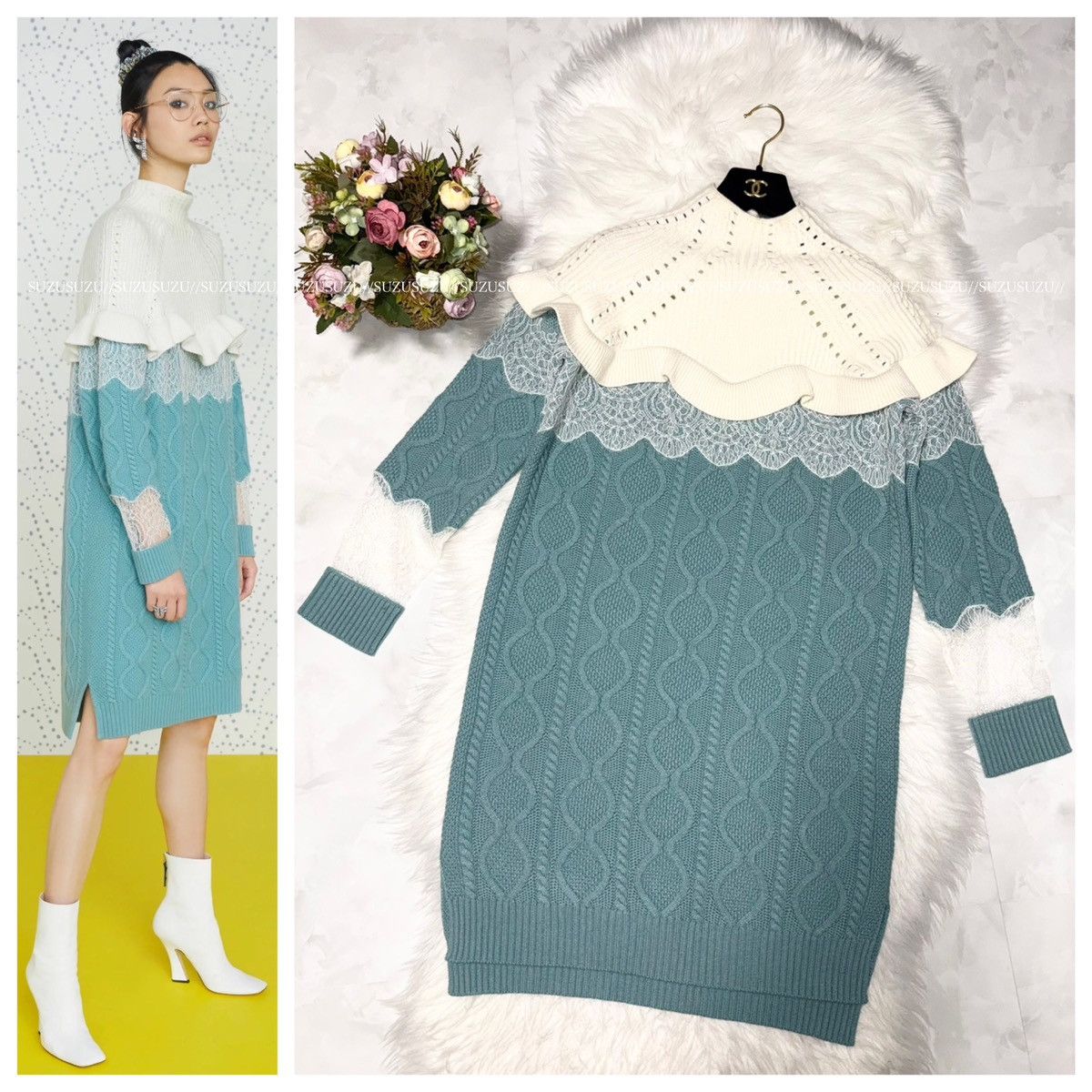 Fendi Authentic Fendi floral lace panel long-sleeve knit dress 38 Size XS / US 0-2 / IT 36-38 - 1 Thumbnail