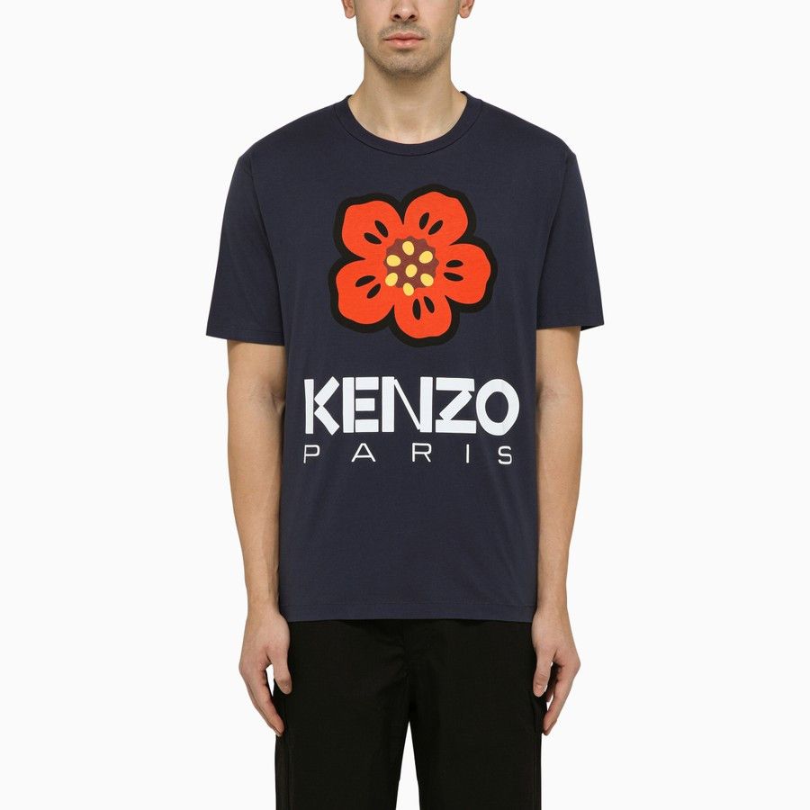 image of Kenzo O1D2Blof0424 Logo T-Shirts In Midnight Blue, Men's (Size Medium)