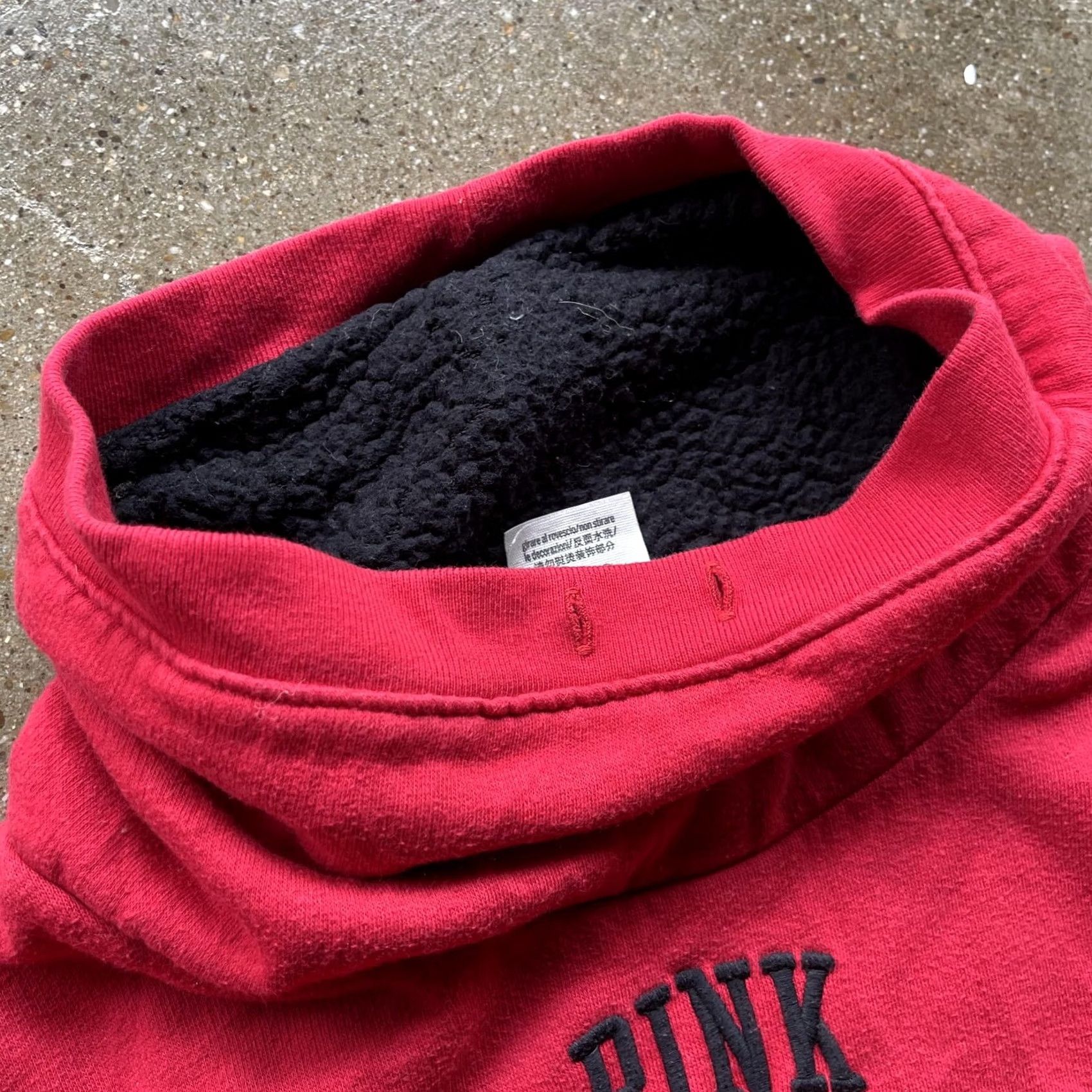 Pinko PINK Sweatshirt Womens Small Red Funnel Neck Sherpa Fleece Embroidered Logo PINK Victoria's Secret Size S / US 4 / IT 40 - 6 Thumbnail
