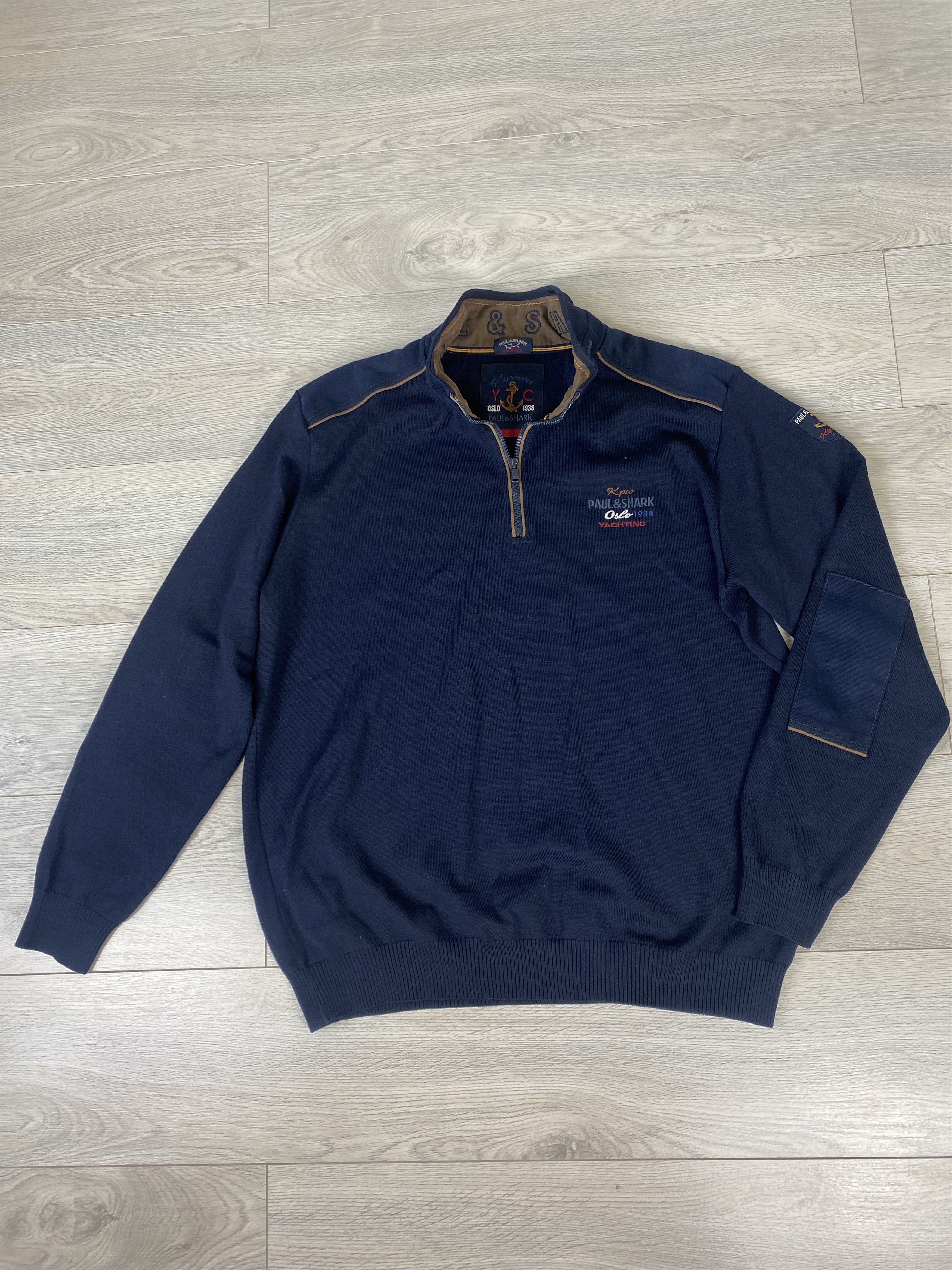 image of Paul Shark Paul & Shark Yacting 1/4 Zip Sweater in Navy Blue, Men's (Size 2XL)