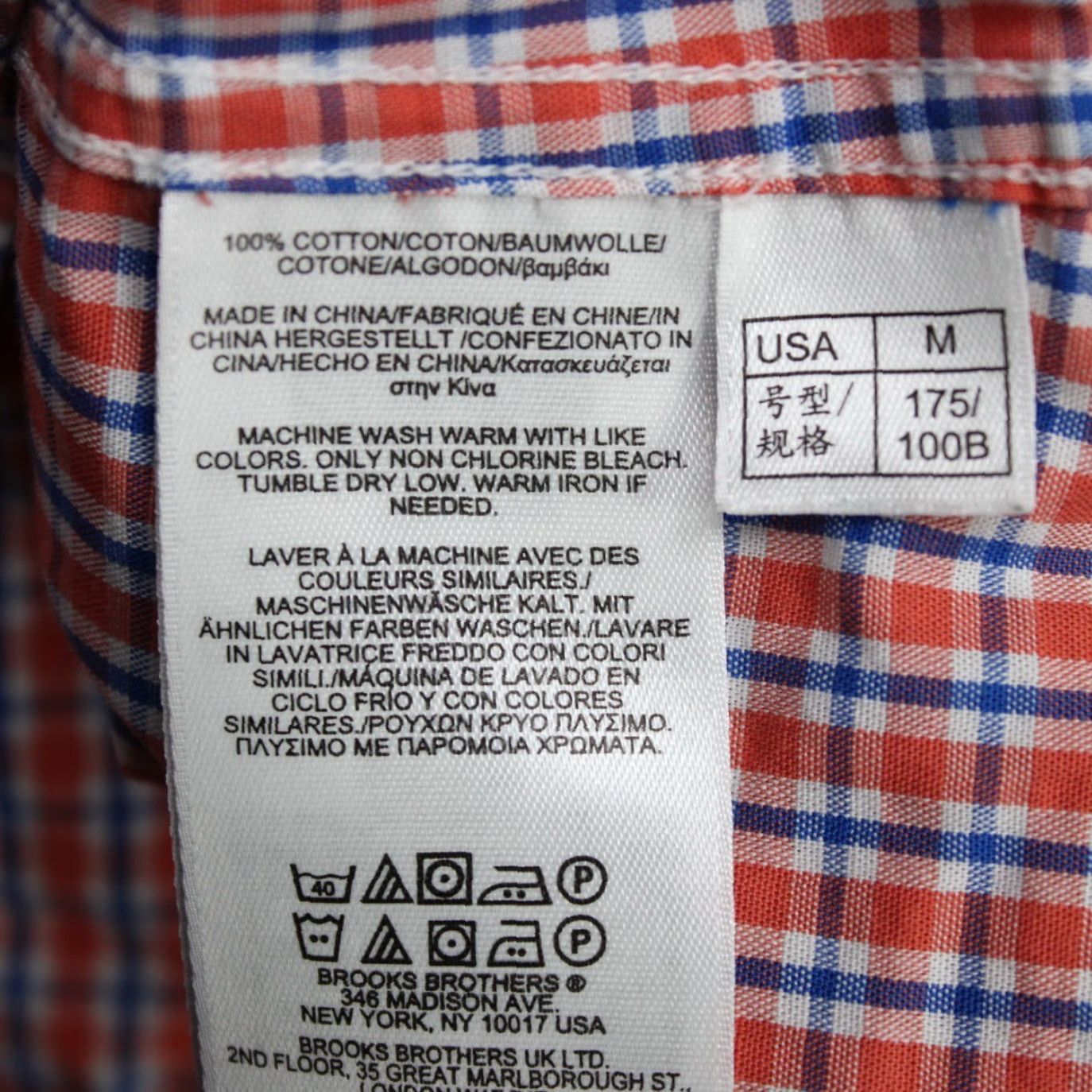 Brooks Brothers Brooks Brothers Shirt Mens Medium Regent Orange/Blue Cotton Long Sleeve Button-Up Check Size US M / EU 48-50 / 2 - 6 Thumbnail