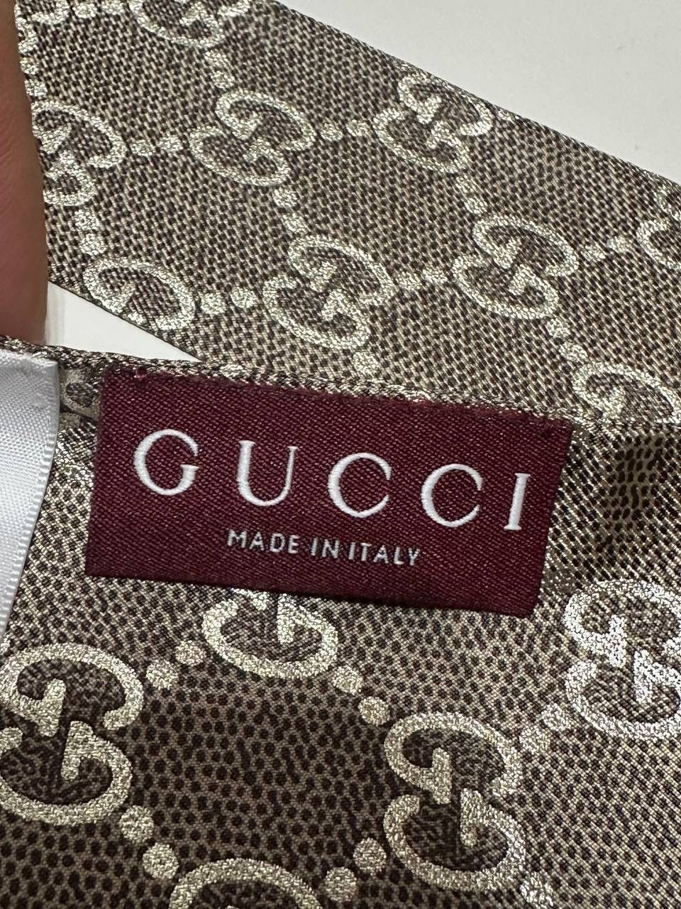 Gucci Gucci Silk Scarf Bandeau Monogram GG Brown New 100% Auth Size ONE SIZE - 9 Thumbnail