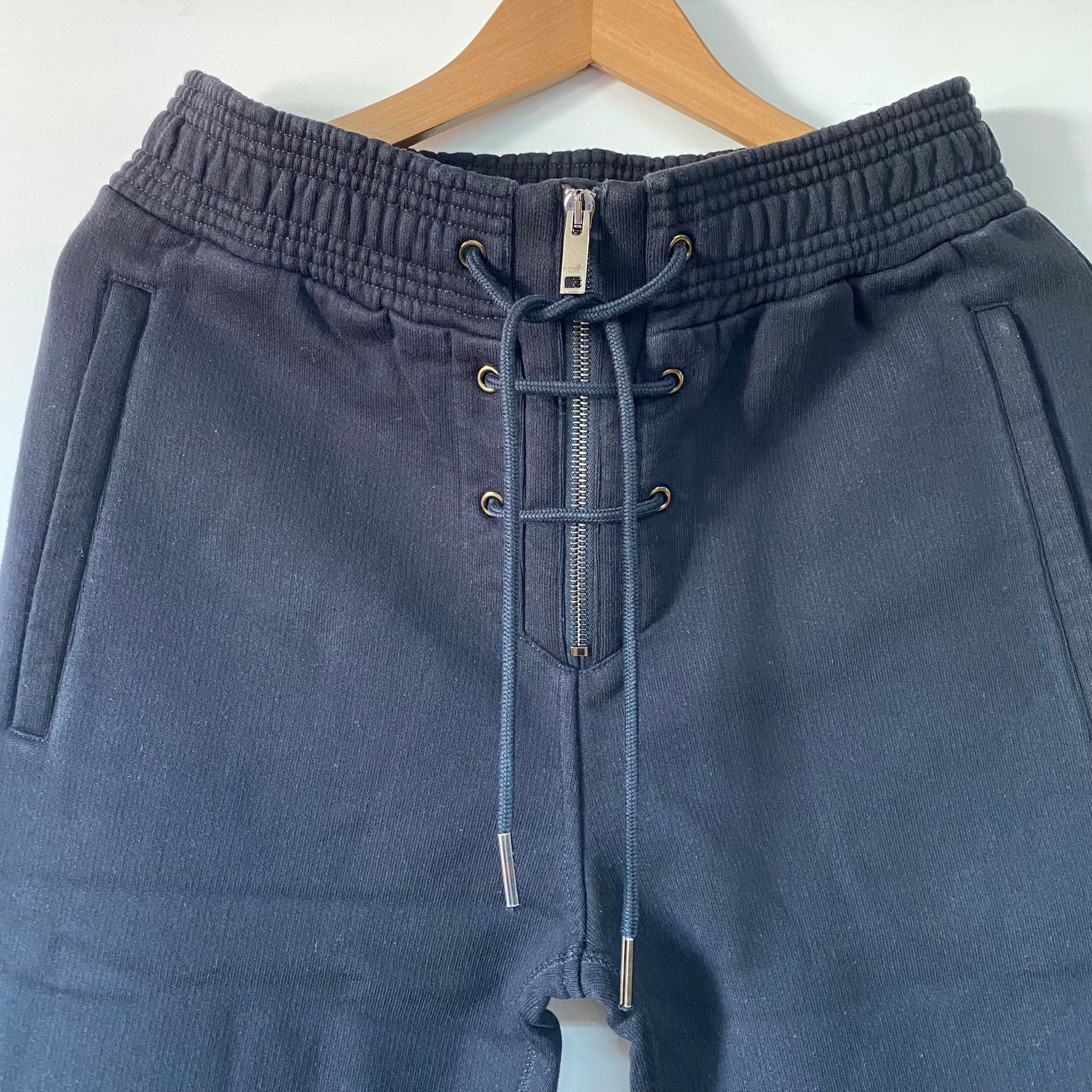 Givenchy Black Lace up Zipped Sweatpants Size US 32 / EU 48 - 2 Thumbnail