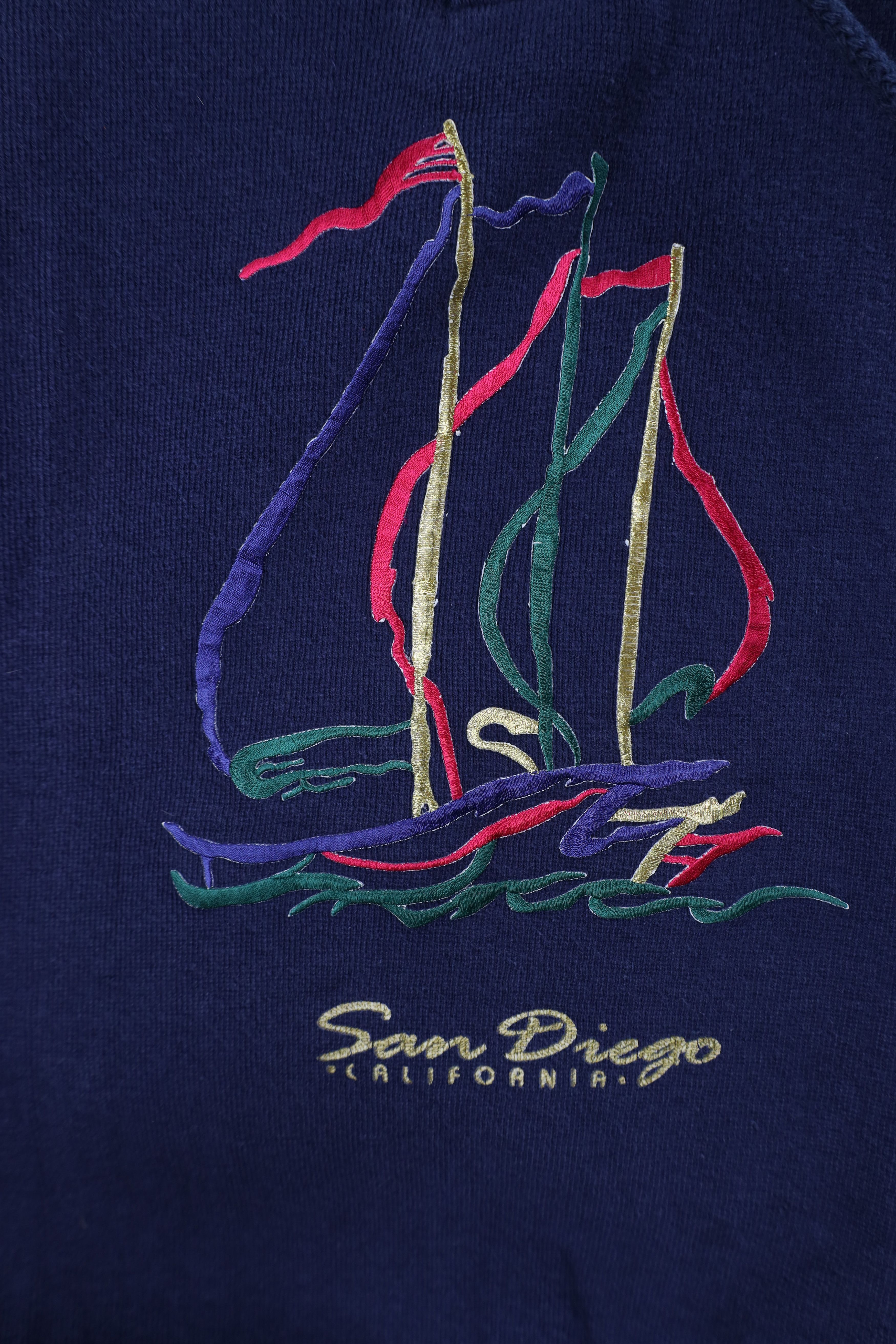 Vintage Vintage 90s Streetwear Diego Sailboat Thermal Knit Sweater Size US XL / EU 56 / 4 - 7 Thumbnail