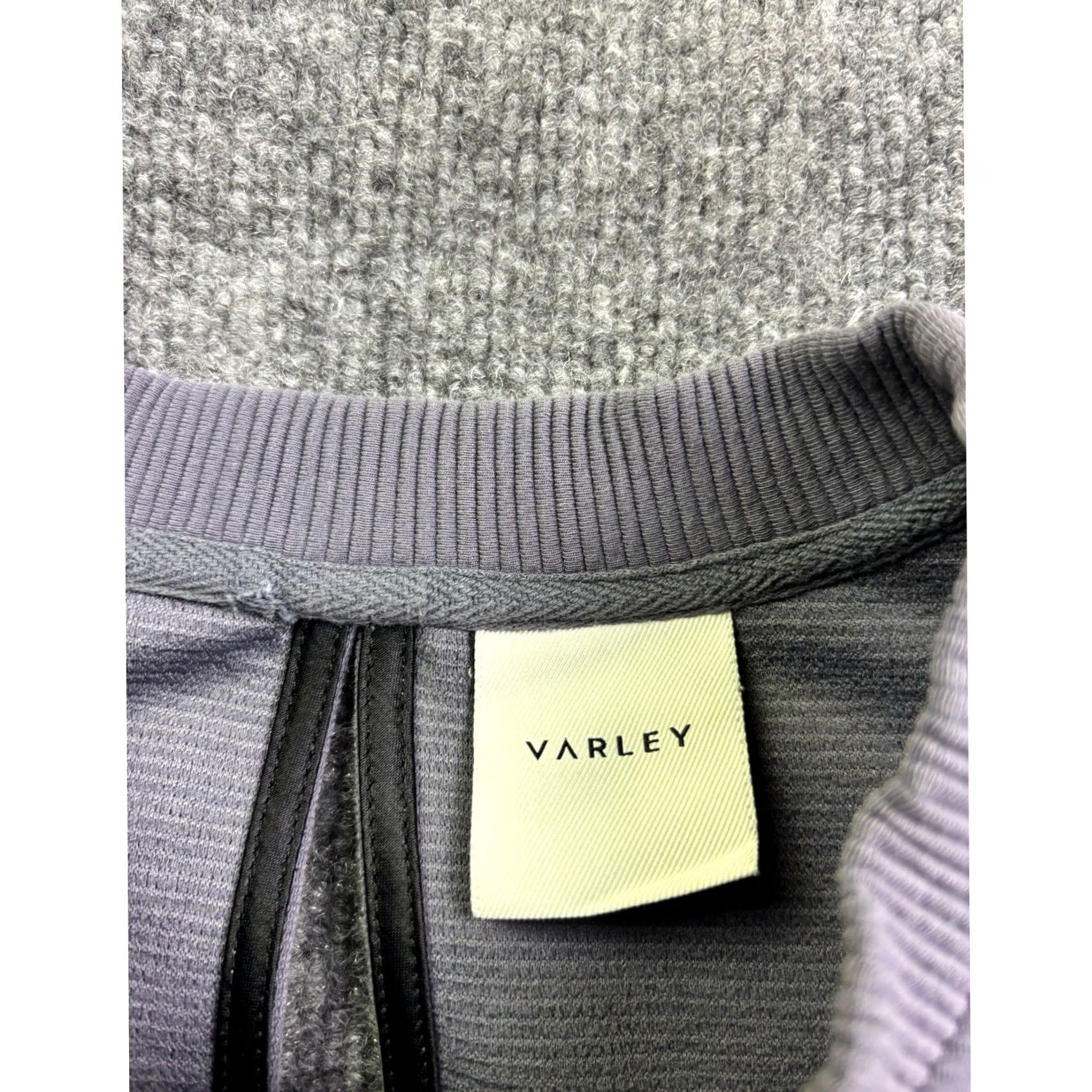 Varley Varley Sweatshirt Womens S Purple Ottoman Ribbed Split Back Pullover Pullover Striped Pocket Crew Neck Long Sleeve Size S / US 4 / IT 40 - 2 Thumbnail