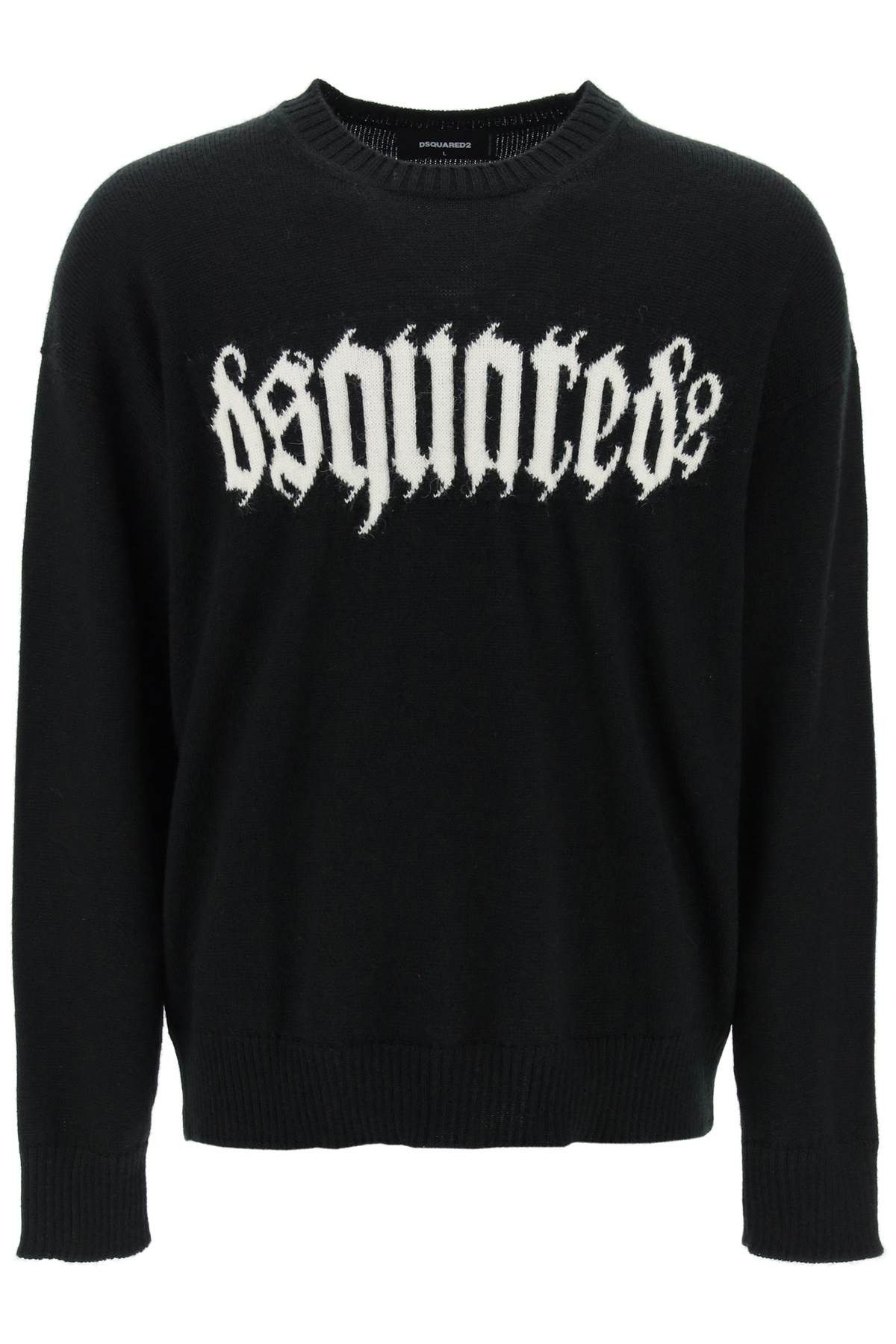 image of Dsquared2 Gothic Logo Sweater in Black White, Men's (Size Medium)