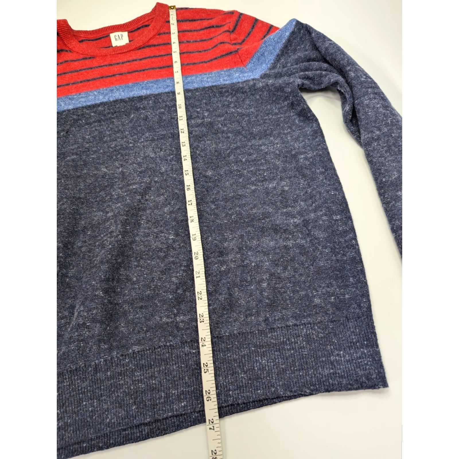 Gap Gap Sweater Men Large Cotton Crew Neck Pullover Navy Blue Red Stripe Budding Size US L / EU 52-54 / 3 - 4 Thumbnail