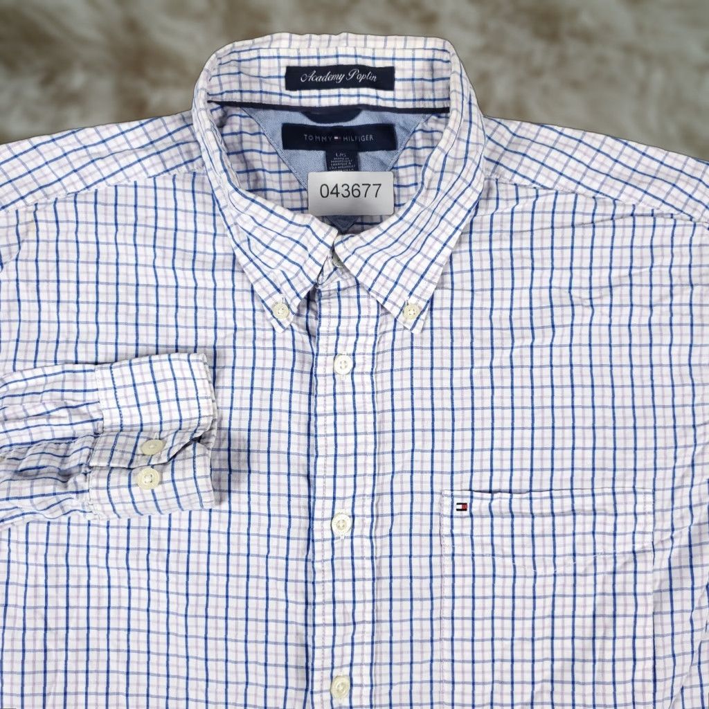 Tommy Hilfiger Tommy Hilfiger Button-Up Shirt Mens Large Blue Purple Check Long Sleeve Casual Preppy Size US L / EU 52-54 / 3 - 1 Thumbnail