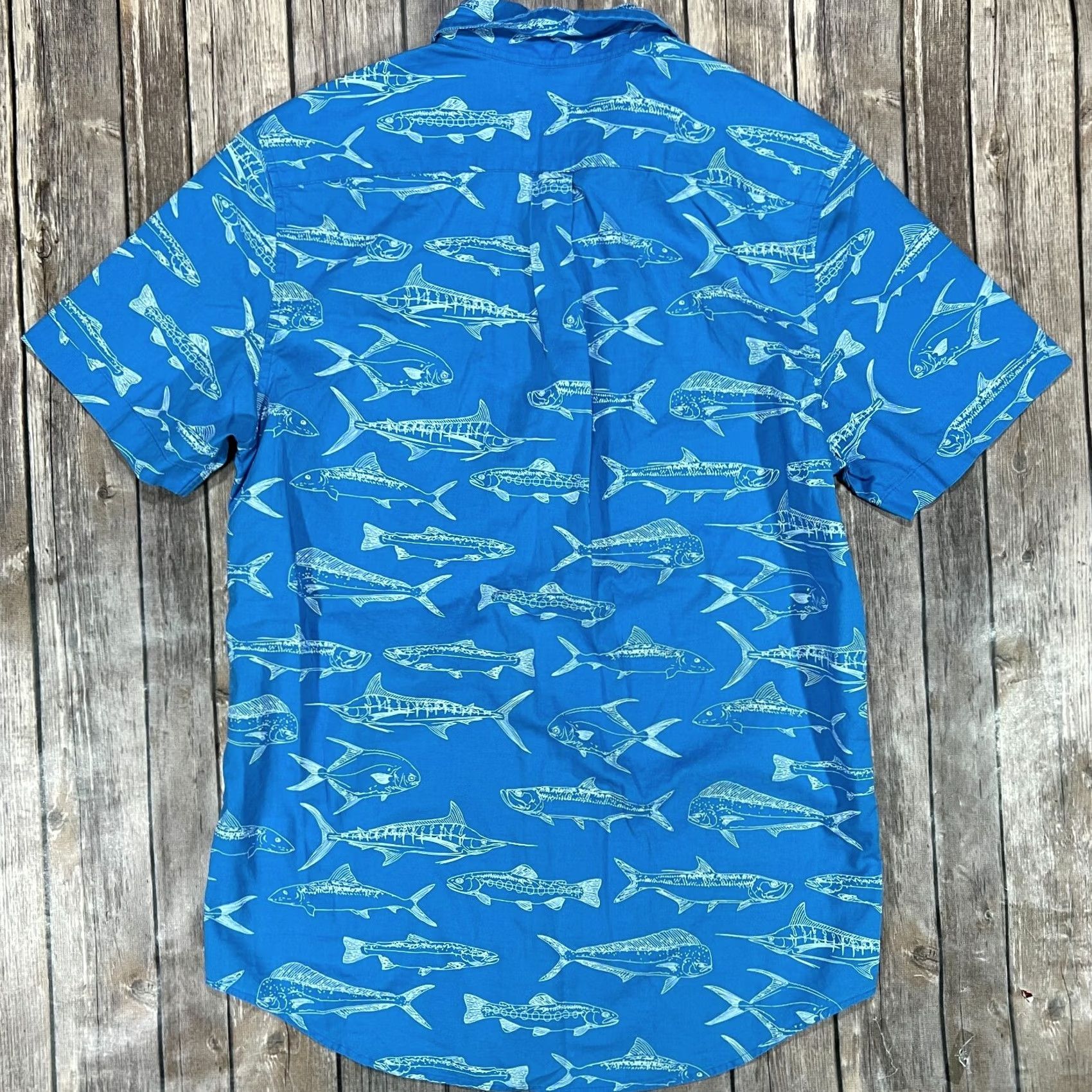 Vineyard Vines Vineyard Vines Murray Shirt XS Mens Blue Fish Print Pattern Button-Up Short Sleeve Collared Ocean Nautical Trout Button-Down Mens Shirt Size US XS / EU 42 / 0 - 3 Thumbnail
