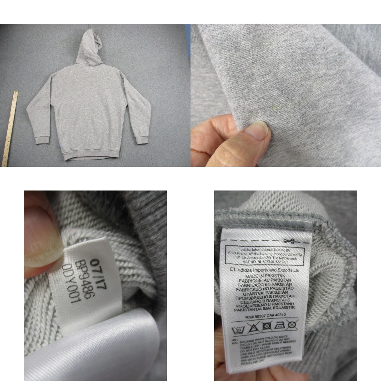 Adidas Adidas Hoodie Mens Small Gray Trefoil Pullover Sweatshirt Graphic Print Pocket Logo BP9486 Size US S / EU 44-46 / 1 - 8 Thumbnail