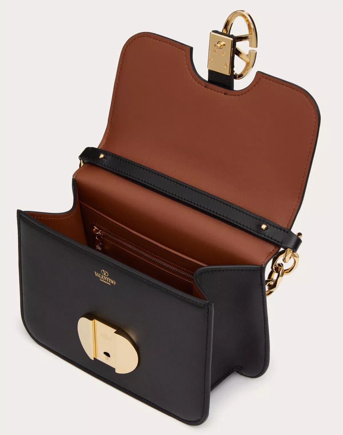 Valentino oc11z0725 Size:OS/Leather Shoulder Bag With Chain in Black Size ONE SIZE - 6 Thumbnail