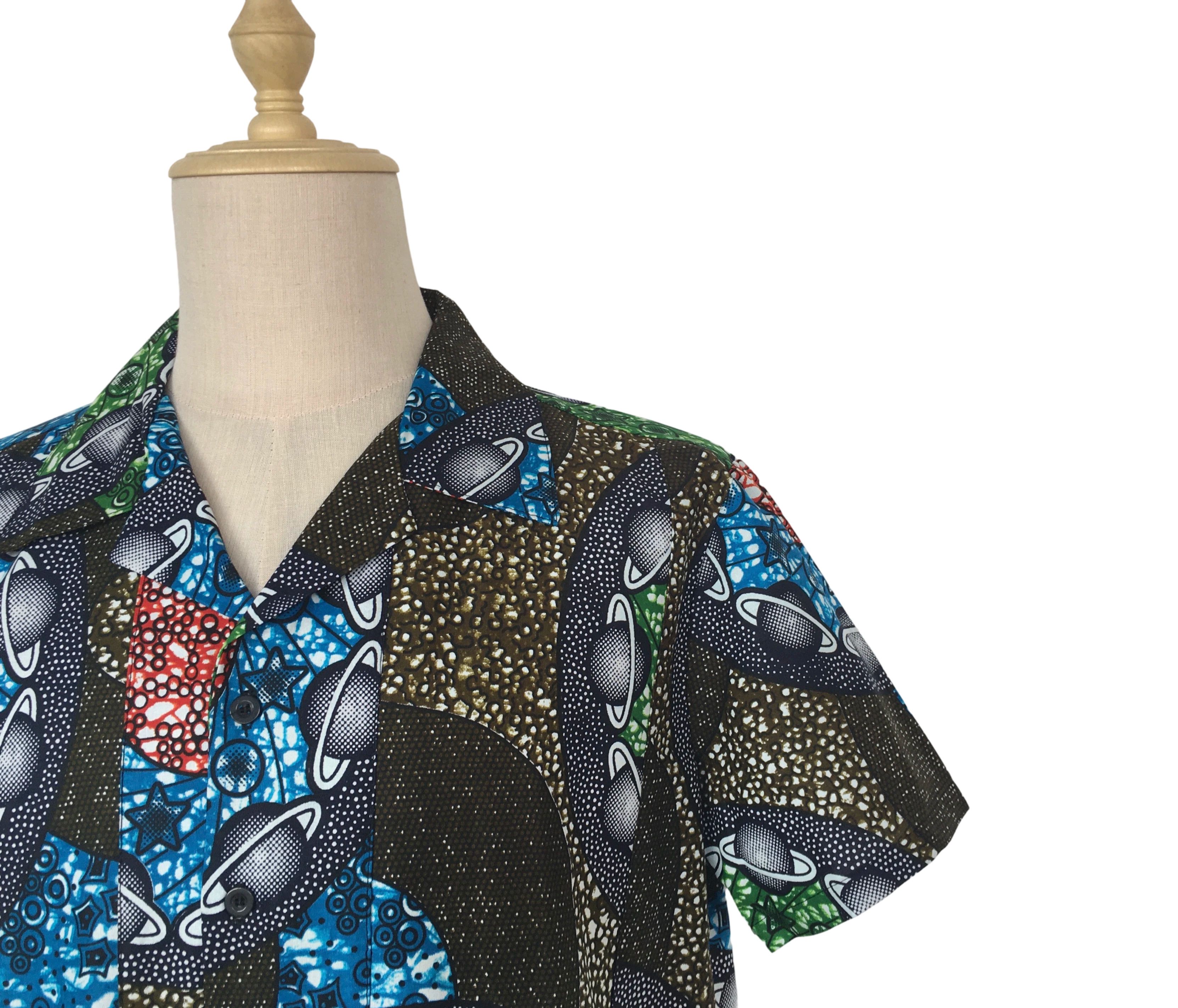 Other African Wax Print Men Shirt Short Sleeves Summer Size US XL / EU 56 / 4 - 6 Thumbnail