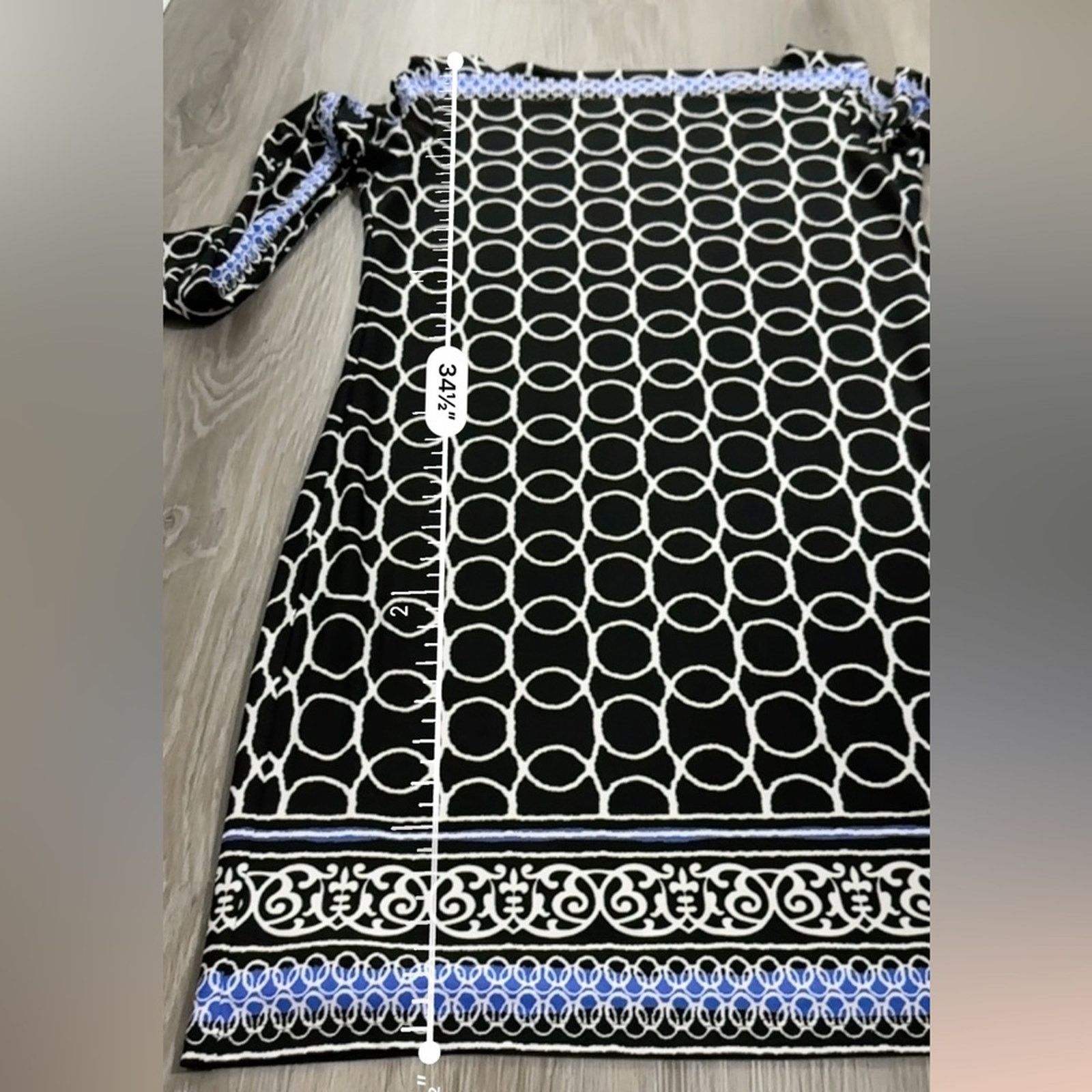 Joseph Ribkoff Joseph Ribkoff Black White Blue Long Sleeve Shift Dress Sz 8 Size M / US 6-8 / IT 42-44 - 11 Thumbnail
