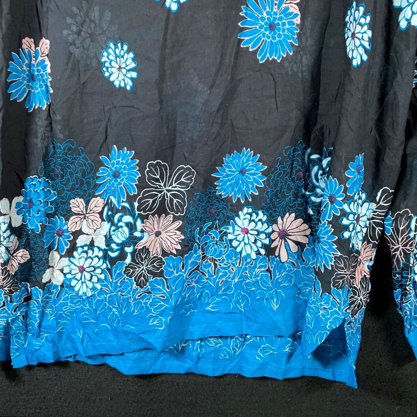 Loft VINTAGE LOFT Blouse Womens Black Floral Sheer Long Sleeve V Neck Tunic S Size S / US 4 / IT 40 - 5 Thumbnail