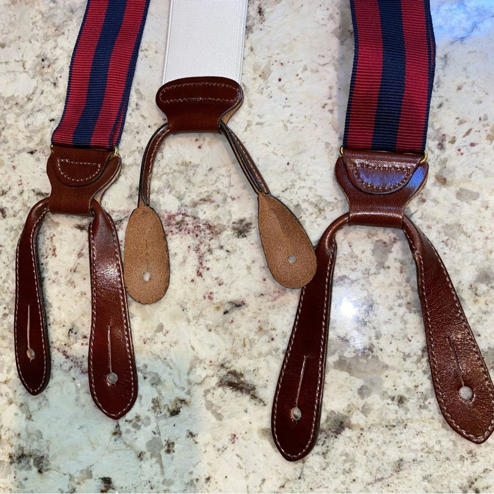 Trafalgar Trafalgar $99 Striped Non Stretch Ribbon Button Braces Size ONE SIZE - 6 Thumbnail