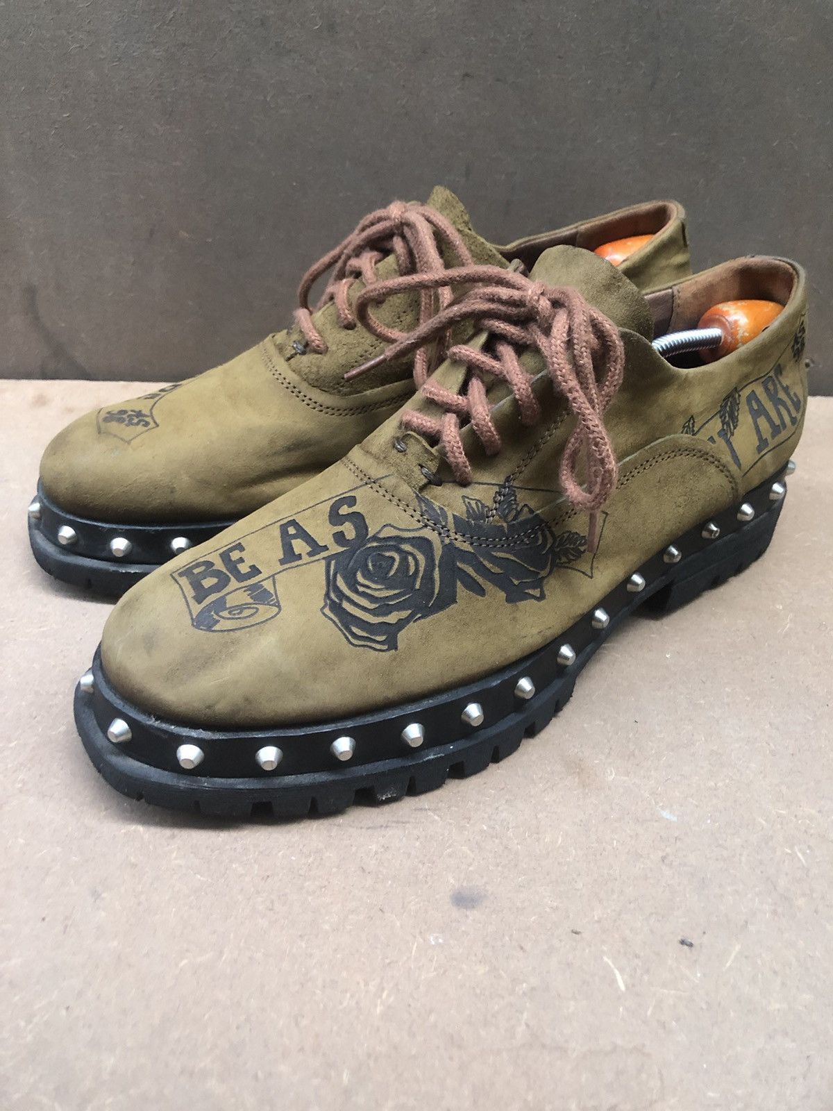 A.S.98 A.S 98 Brown Leather Men’s studded Casual Shoes Size 42 Size US 8 / EU 41 - 1 Thumbnail