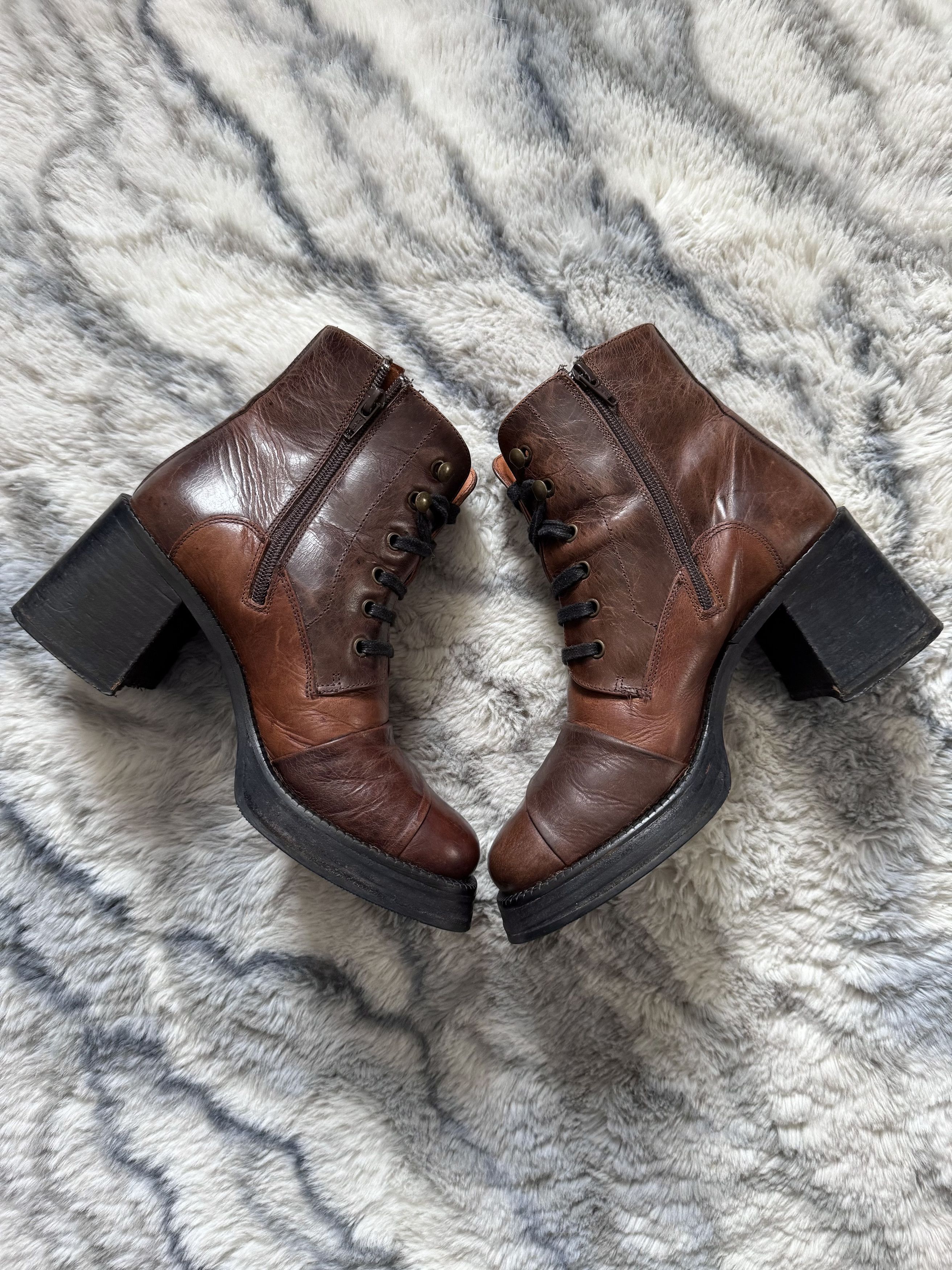 Dockers Archive Y2K Dockers Patchwork Leather Platform Heel Boots Size US 8 / IT 38 - 3 Thumbnail