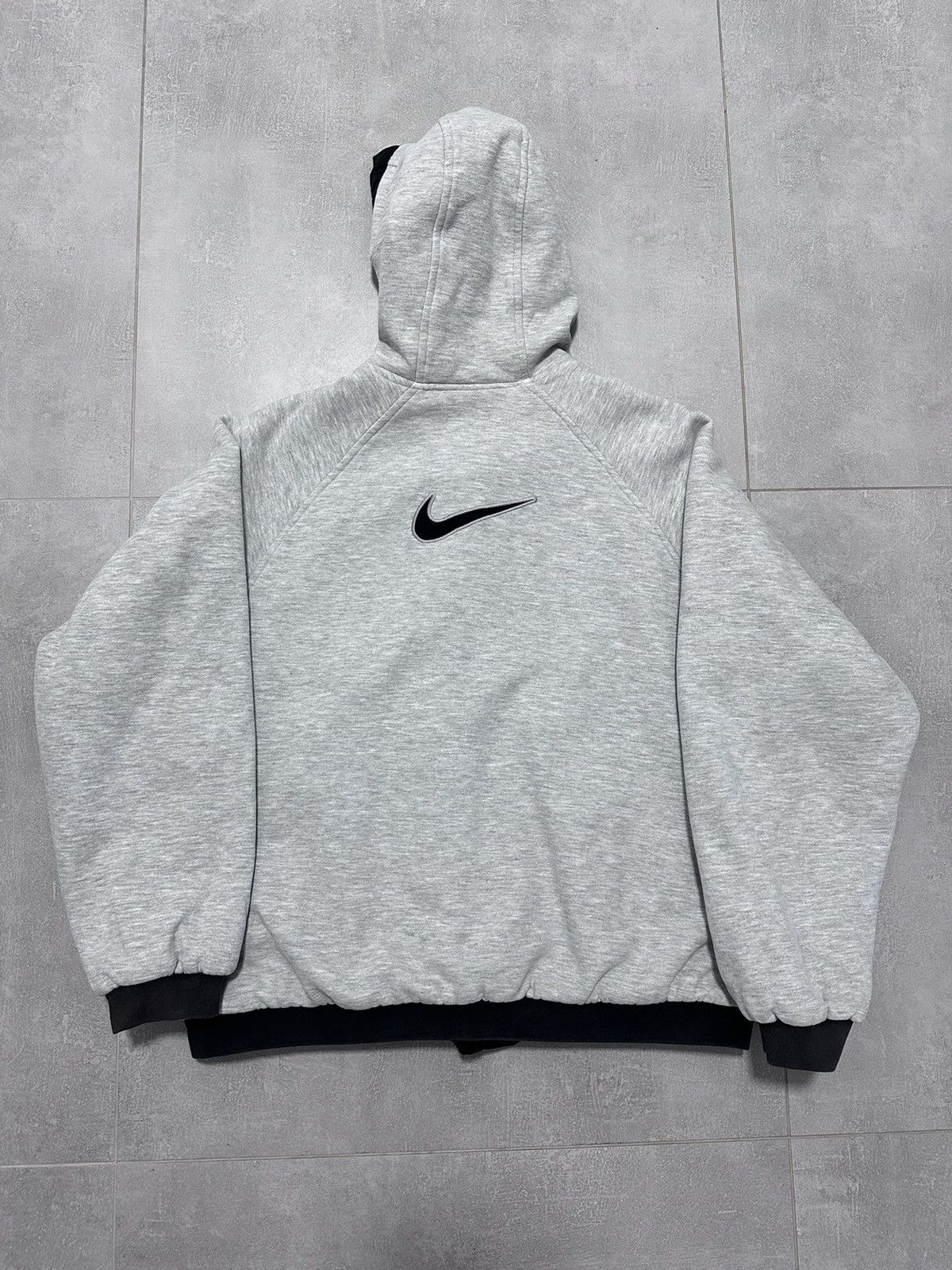Nike × Vintage Vintage Nike Women’s Jacket Hooded 2in1 Black Grey Swoosh Size M / US 6-8 / IT 42-44 - 4 Thumbnail
