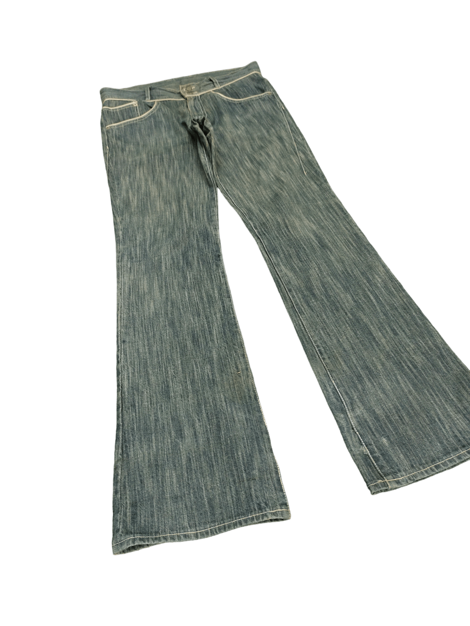 If Six Was Nine Flare Jeans Body Butter Distress Faded Boot Cut Y2k Mudmax Size US 33 - 3 Thumbnail