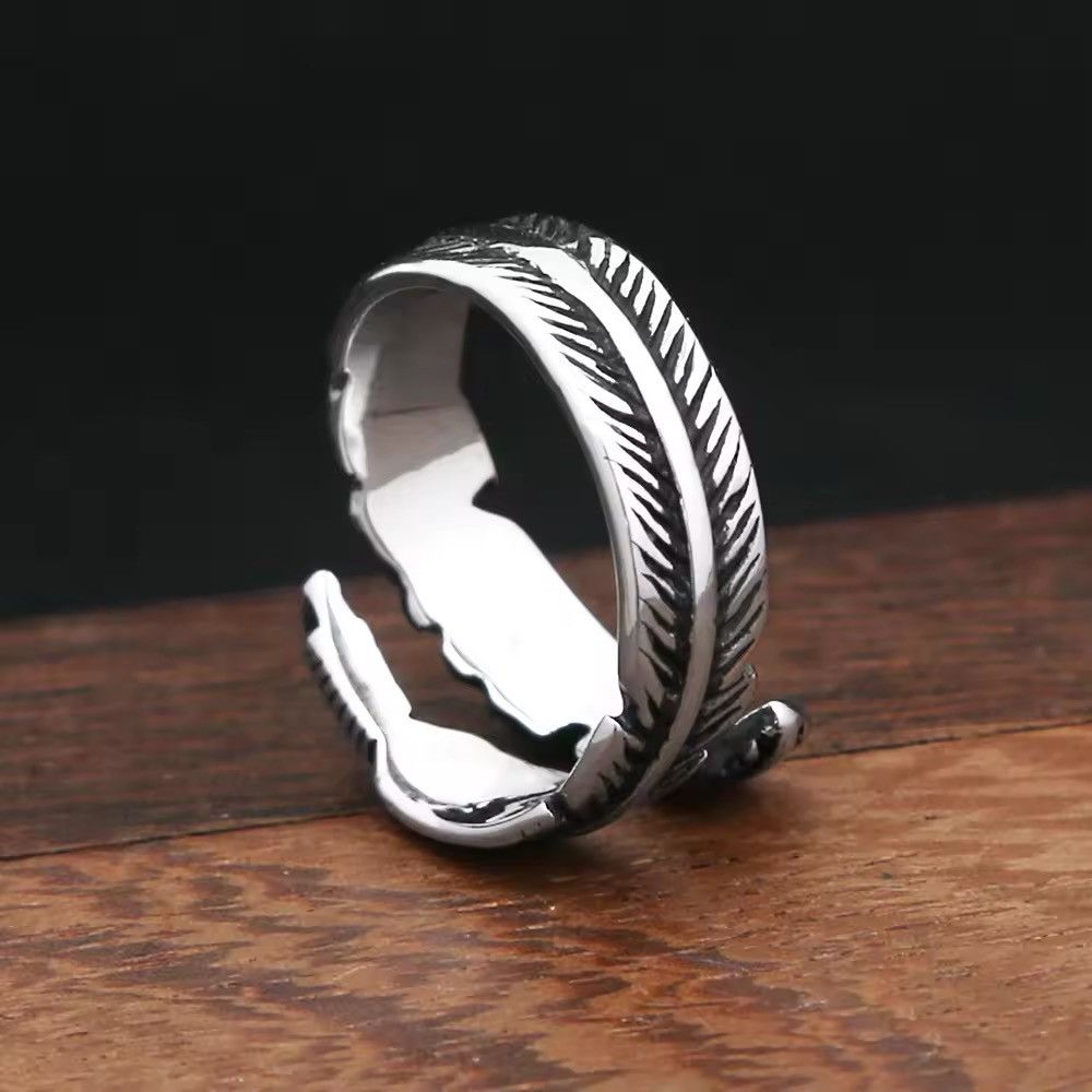 Jewelry × Vintage Steel Simple Feather Rings Size ONE SIZE - 4 Thumbnail
