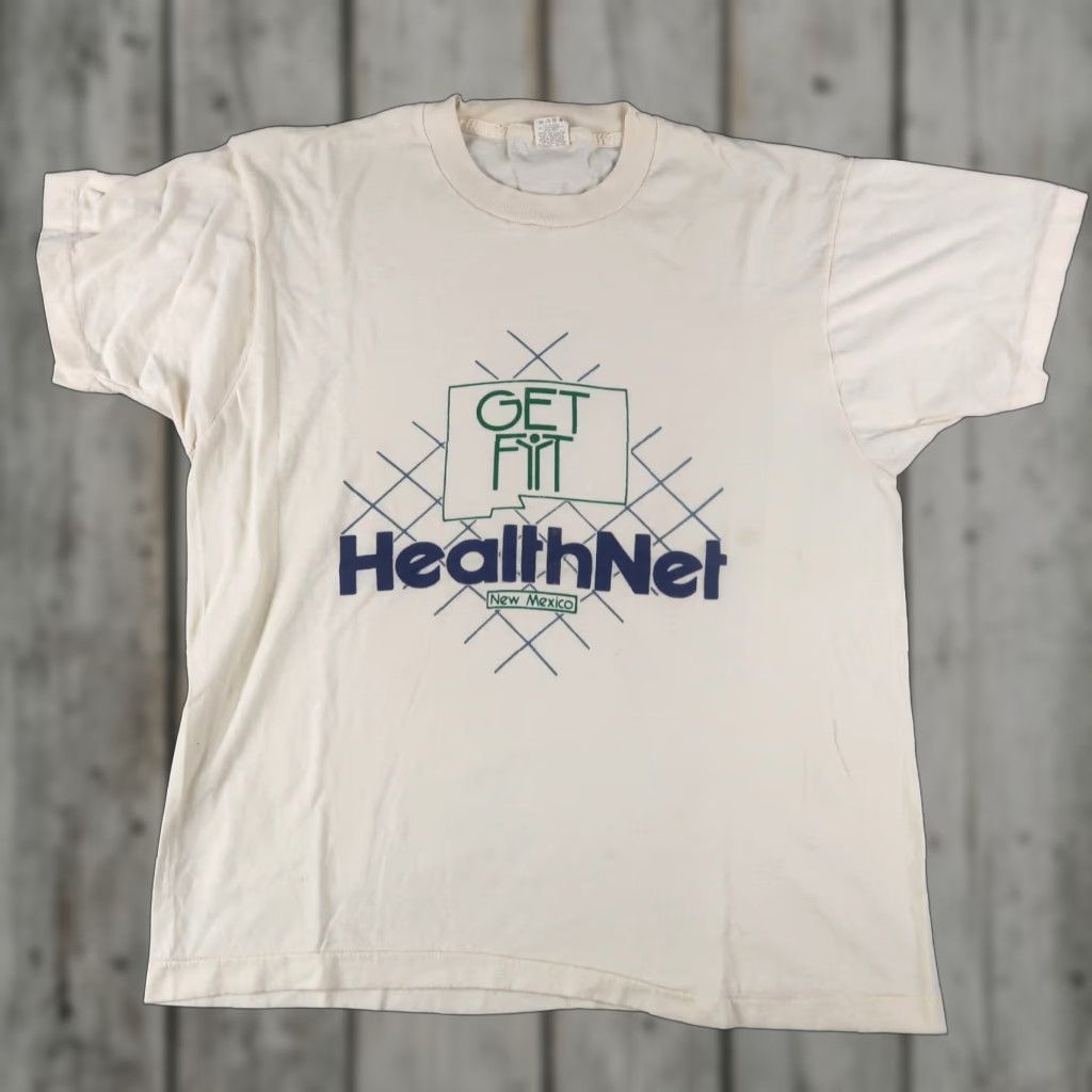Vintage VINTAGE 80s Get Fit Healthnet L Ivory Single Stitch T Shirt USA Cotton Blend Size US L / EU 52-54 / 3 - 1 Thumbnail