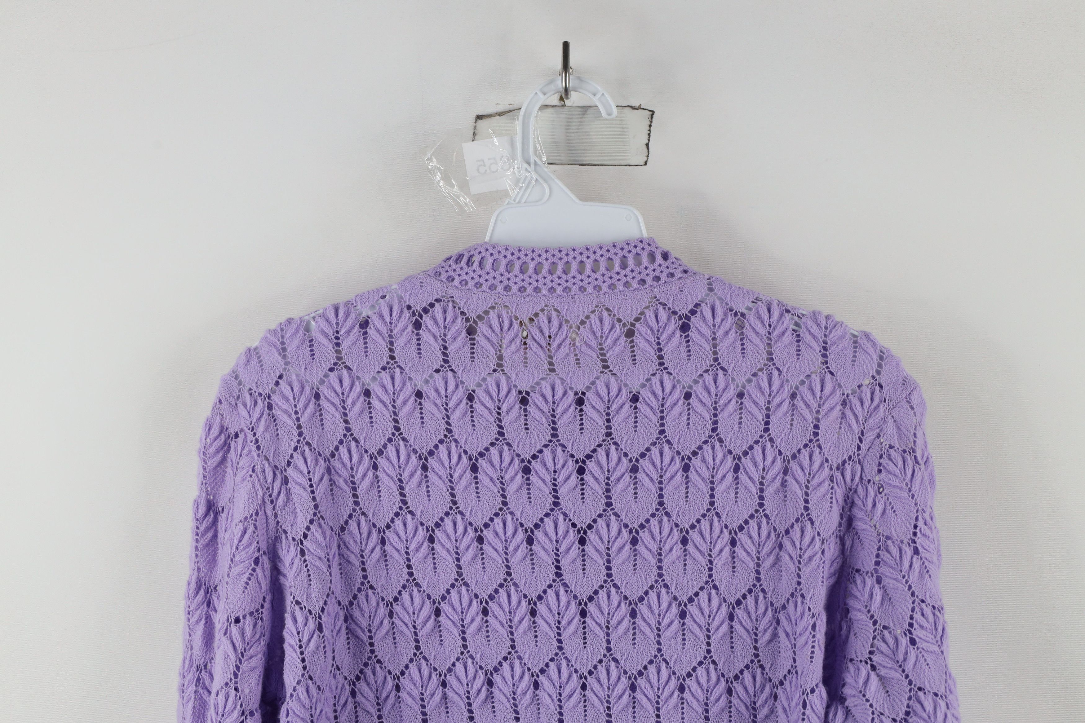 Vintage Vintage 60s Streetwear Crochet Knit Cardigan Sweater Purple Size XS / US 0-2 / IT 36-38 - 12 Thumbnail