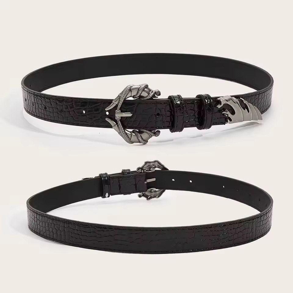 Leather 110 cm Y2k Grunge Buckle Pu Leather Belt Size ONE SIZE - 3 Thumbnail