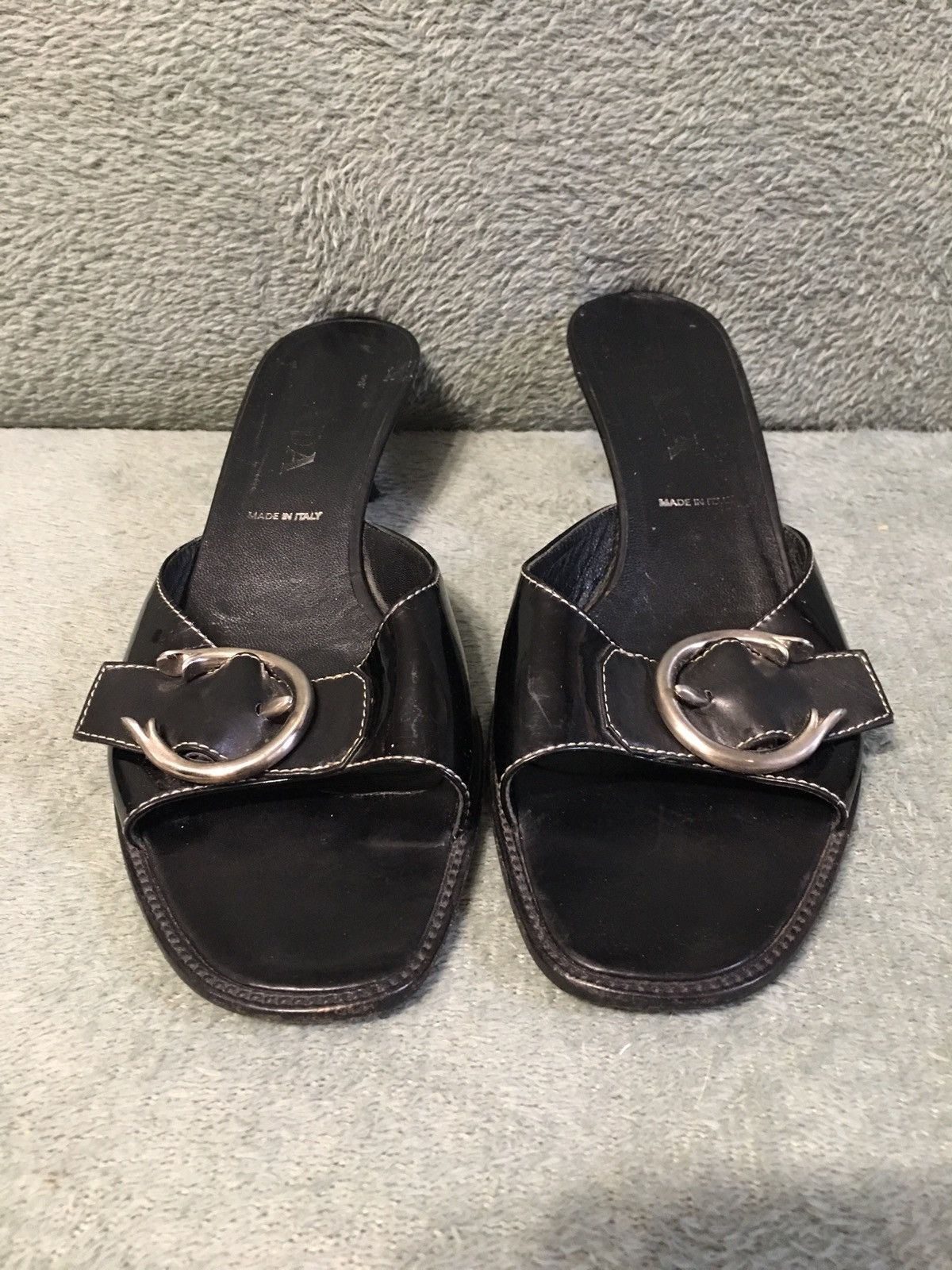 Prada PRADA Black Big Buckle Patent Leather Kitten Heels EU 40 Size US 10 / IT 40 - 4 Thumbnail