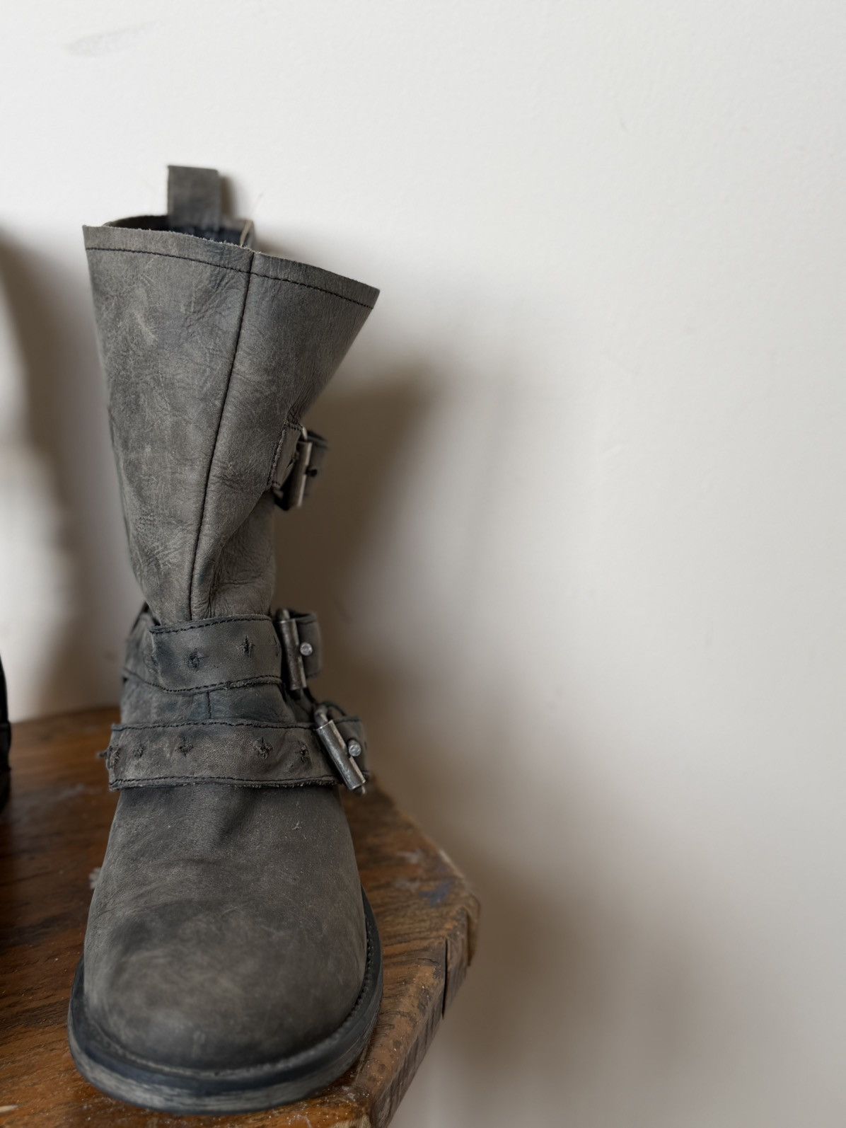 Japanese Brand Black Suede Distressed belted Ankle boots Vintage A.S. 98 Size US 8 / EU 41 - 8 Thumbnail