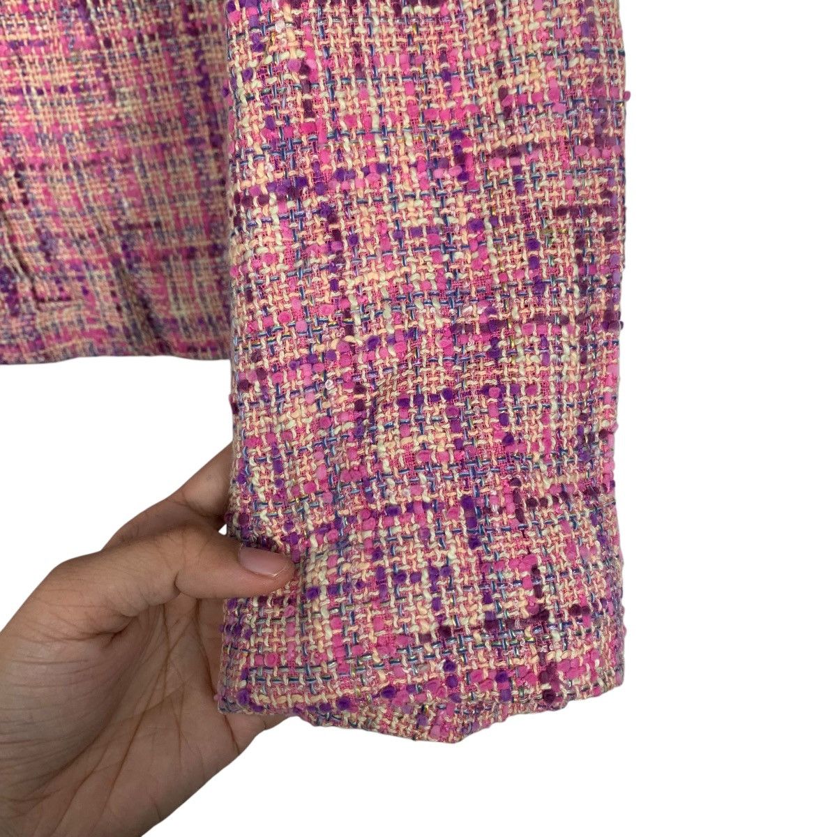 Vintage HERMILLE BOUTIQUE Pink Tweed Jacket #2747-C124 Size S / US 4 / IT 40 - 8 Thumbnail