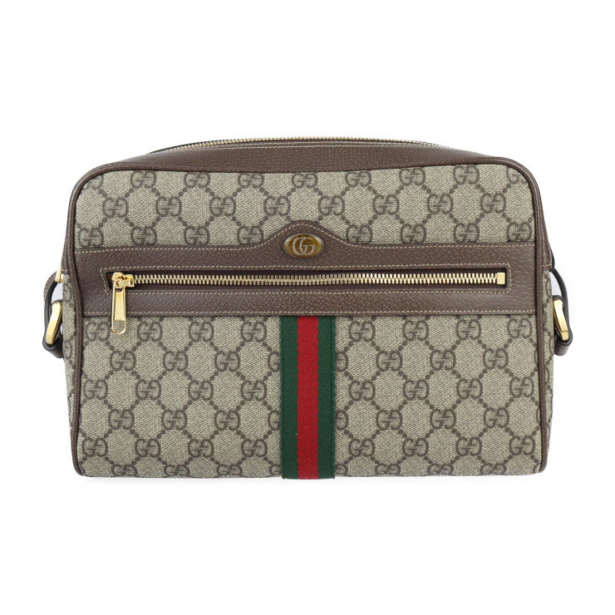Gucci Ophidia GG Small Shoulder Bag Sherry Line 517080 Supreme Canvas Leather Beige Ebony Crossbody R2407081001007, Women's
