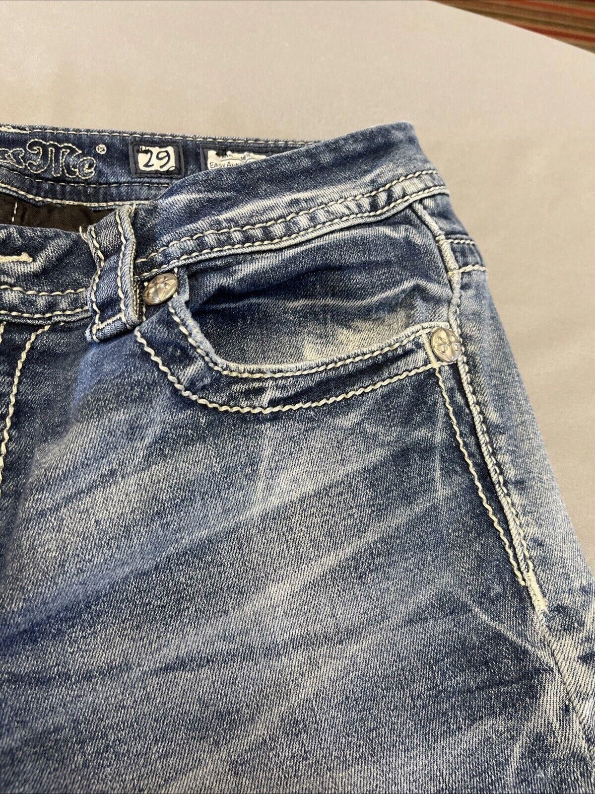 Designer Miss Me Jeans Womens 29 Blue Stretch Blend Denim Capri Size 29" - 7 Thumbnail