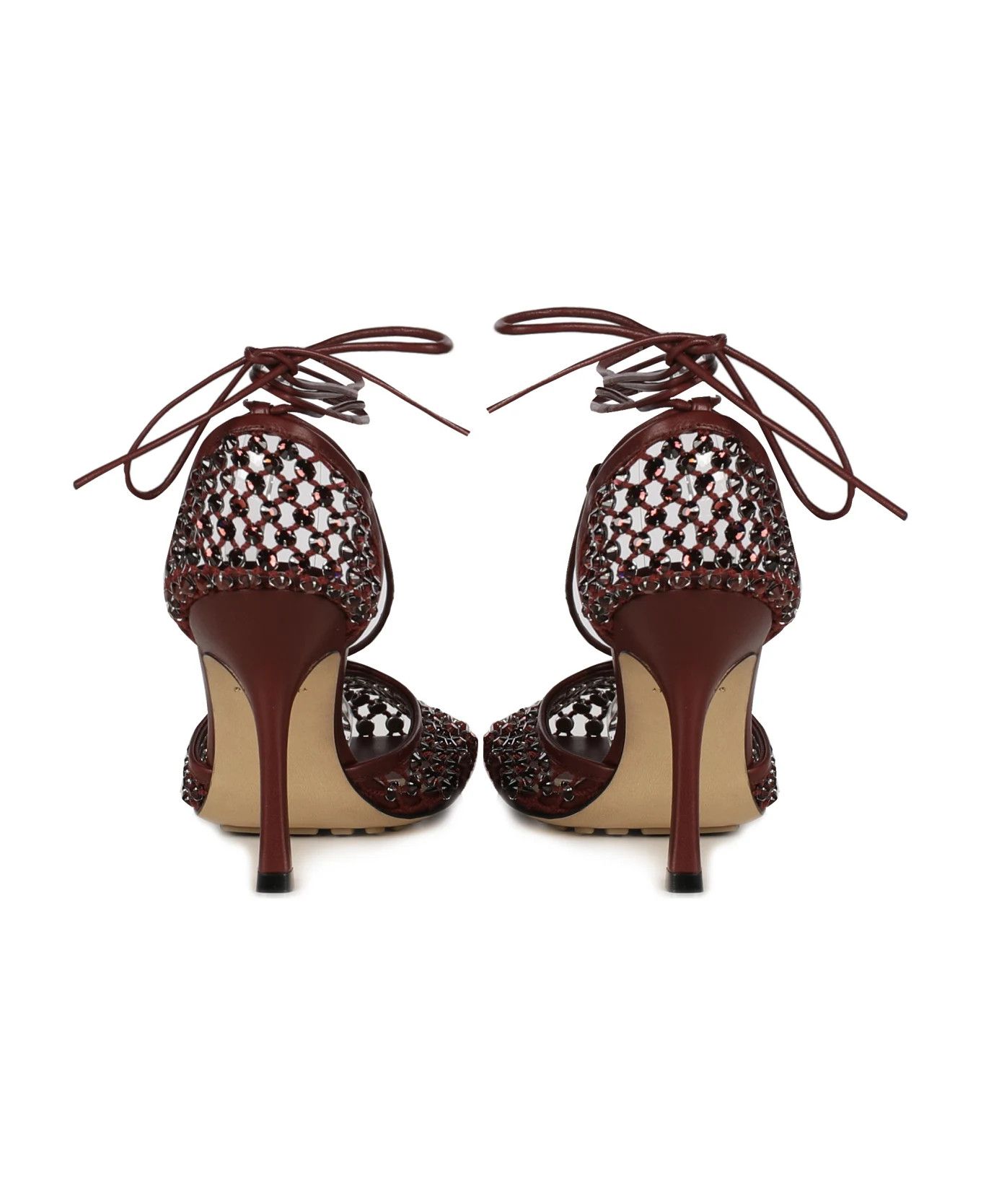 Bottega Veneta o1bcso1str0924 Stretch Lace-Up Sandal in Burgundy Size US 10.5 / IT 40.5 - 3 Thumbnail