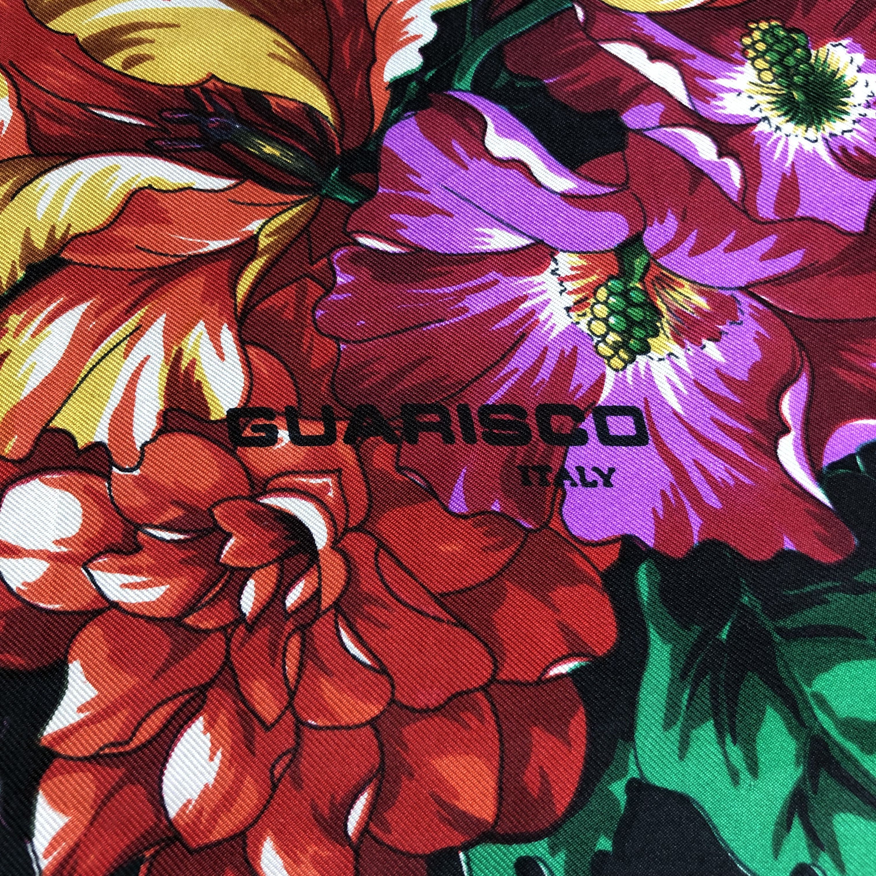 Vintage Vintage Guarisco Italy Floral Hand Rolled Silk Scarf M466 Size ONE SIZE - 3 Thumbnail