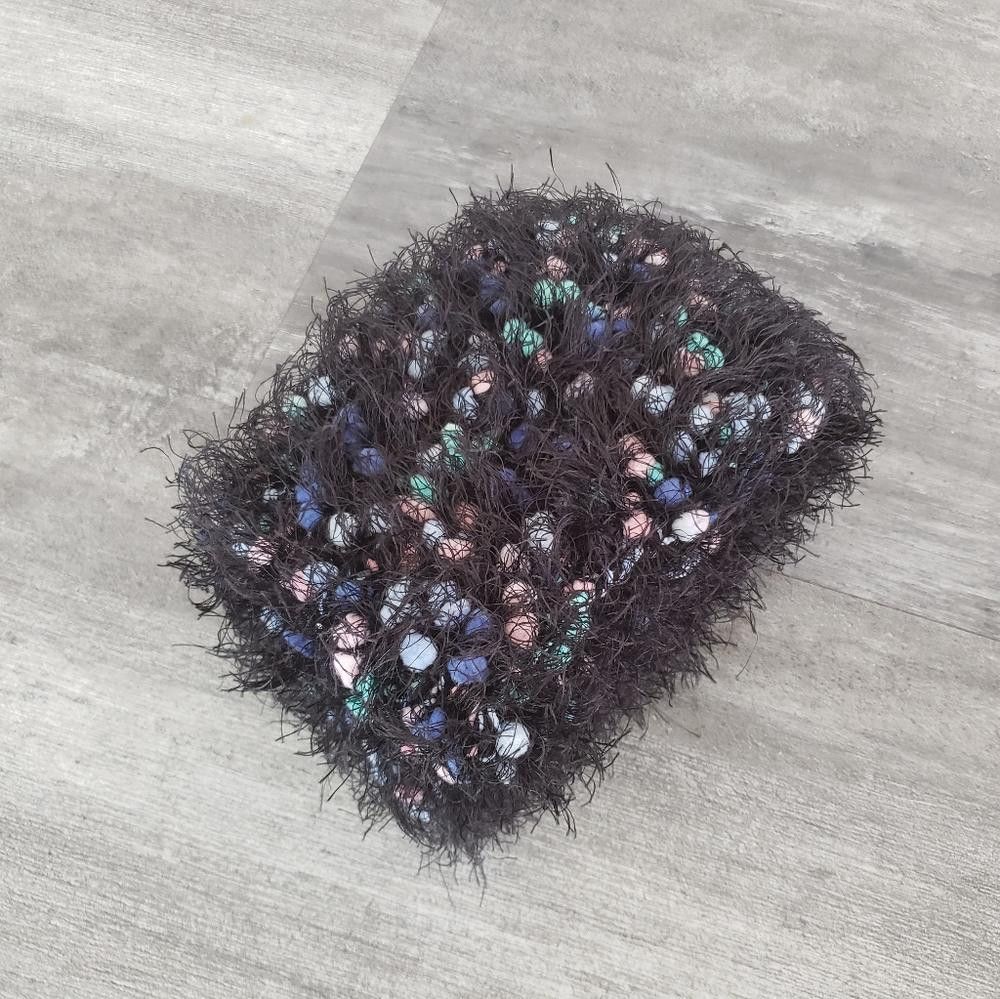 Designer Black Confetti Detailed Fluffy Scarf Size ONE SIZE - 3 Thumbnail