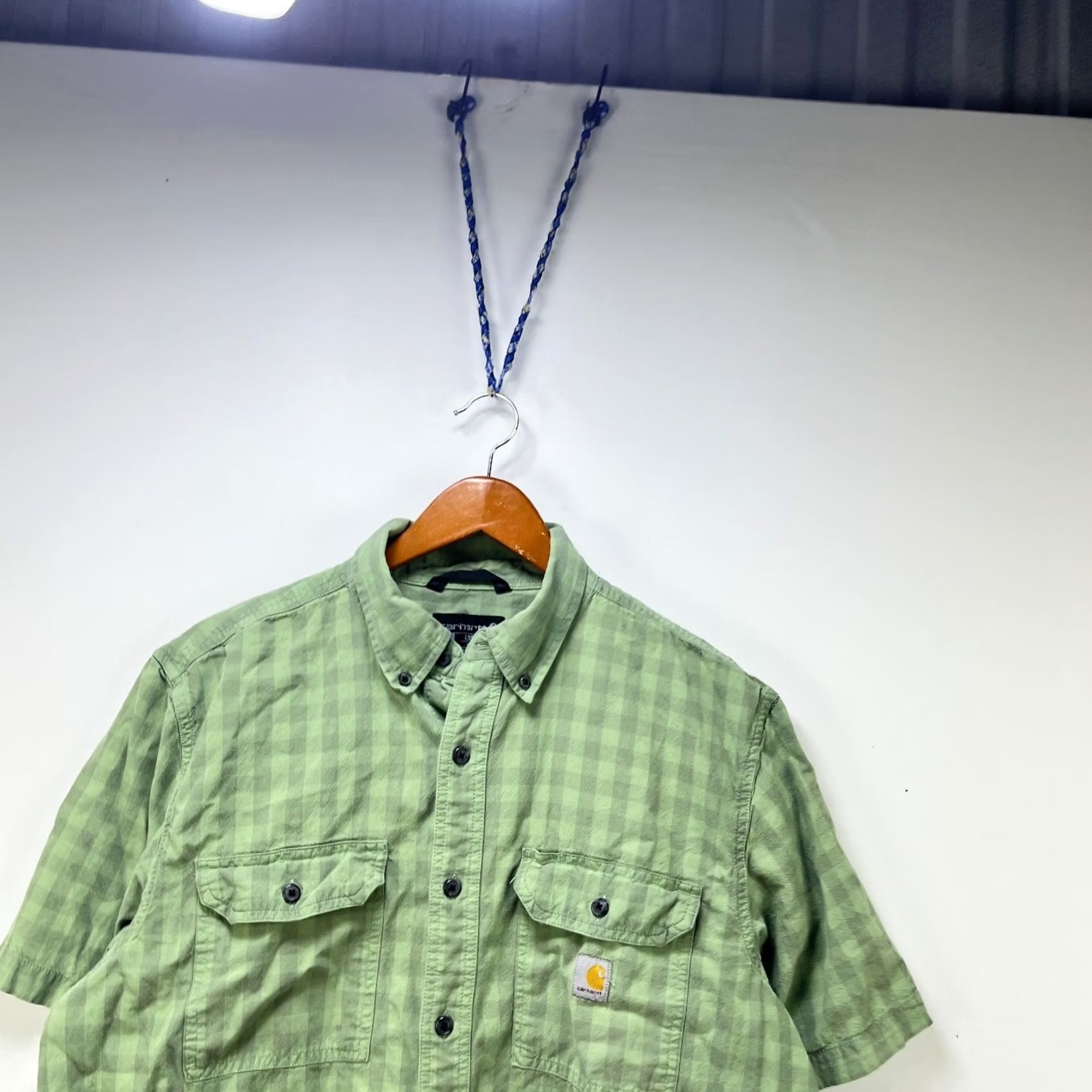 Carhartt Carhartt Short Sleeve Button Up Shirt Large - Vibrant Green Plaid Size US L / EU 52-54 / 3 - 2 Thumbnail