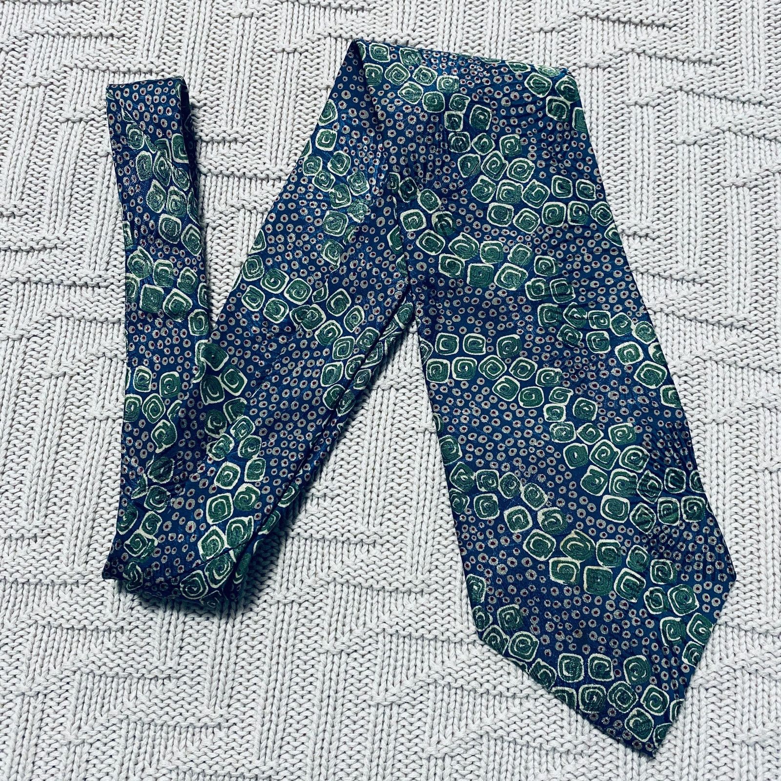 Dior Dior green and blue abstract Italian silk tie Size ONE SIZE - 1 Thumbnail