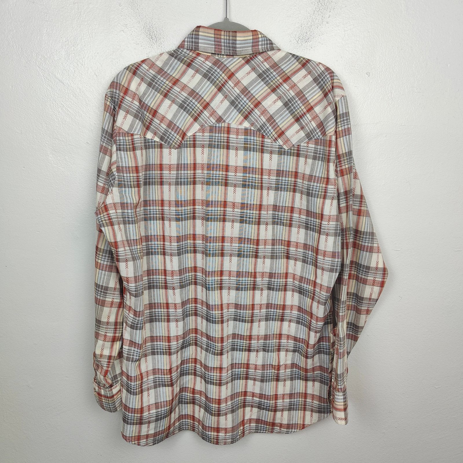 Levi's Vintage 70s Levi's Pearl Snap Shirt Mens Large Tan Red Plaid Size US L / EU 52-54 / 3 - 4 Thumbnail