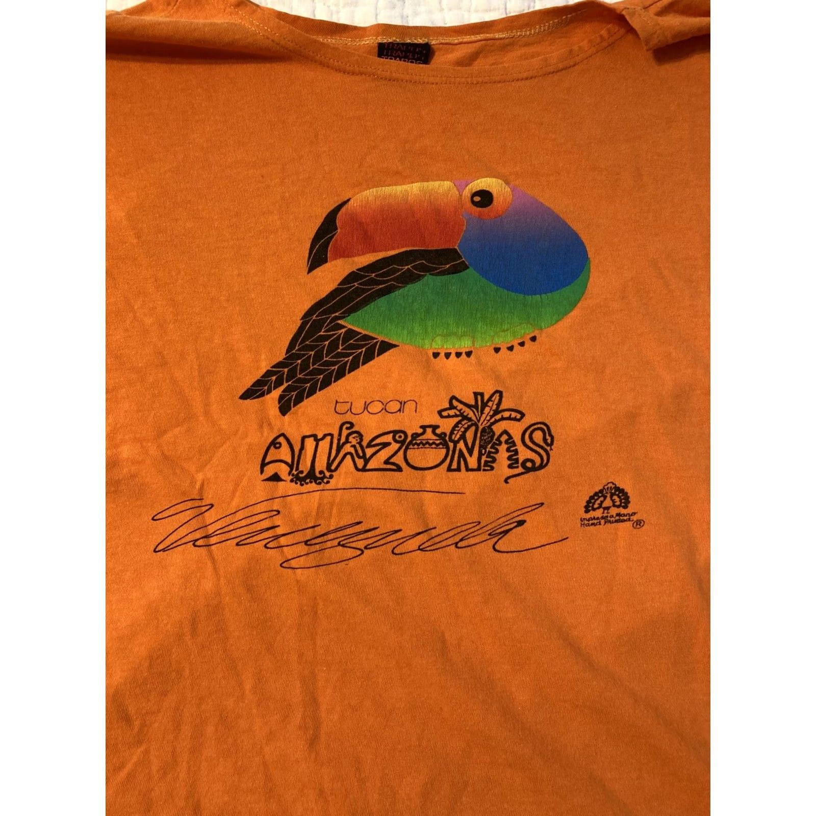 Vintage VINTAGE Tucan Amazonas Venezuela T Shirt Women’s Large Orange Animal 90s Travel Vacation Womens Size L / US 10 / IT 46 - 2 Thumbnail