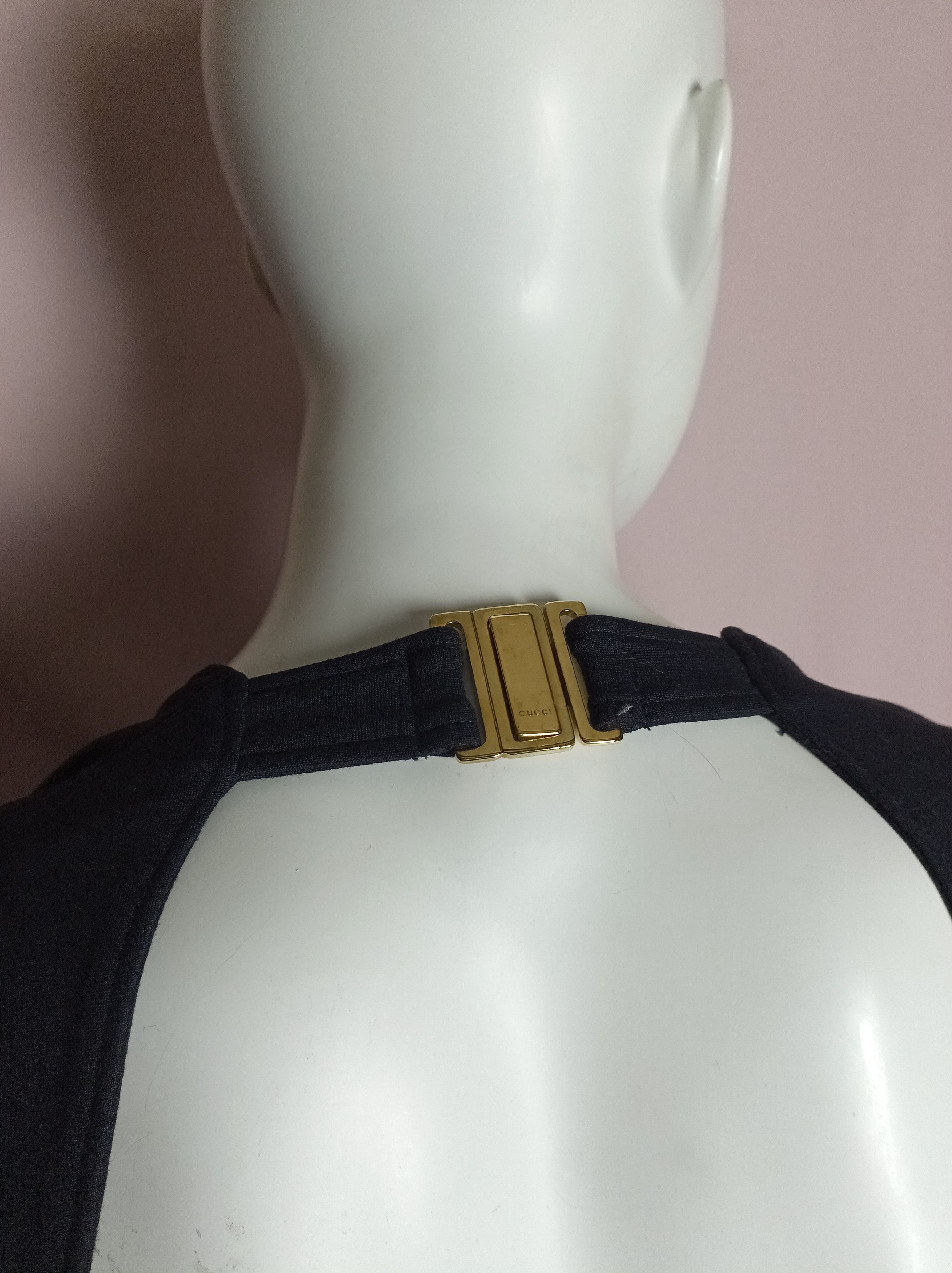 Gucci Gucci Black/ Dark Blue Tone Jersey Short Dress Size M Size M / US 6-8 / IT 42-44 - 5 Thumbnail