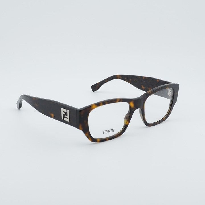 Fendi Fendi FE50123I 052 Eyeglasses Havana 53mm Square Frame Size ONE SIZE - 4 Thumbnail