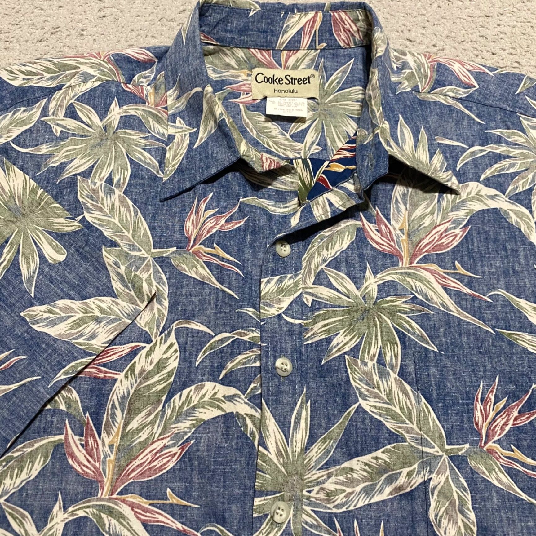 Vintage Cooke Street Mens 2XL Hawaiian Shirt Blue Floral Button Front Short Sleeve Shirt Size US XXL / EU 58 / 5 - 5 Thumbnail